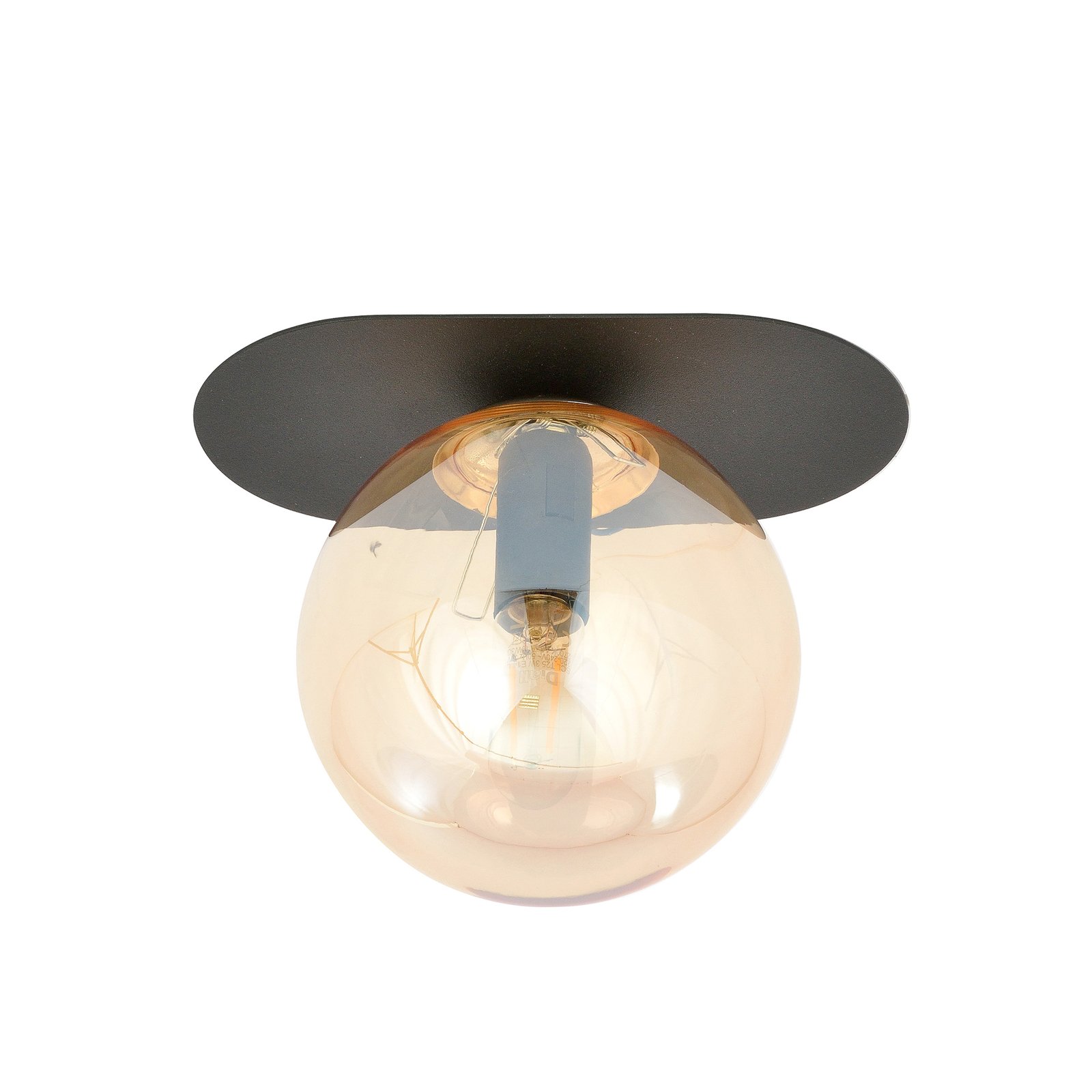 Plaza ceiling lamp, black/amber, one-bulb