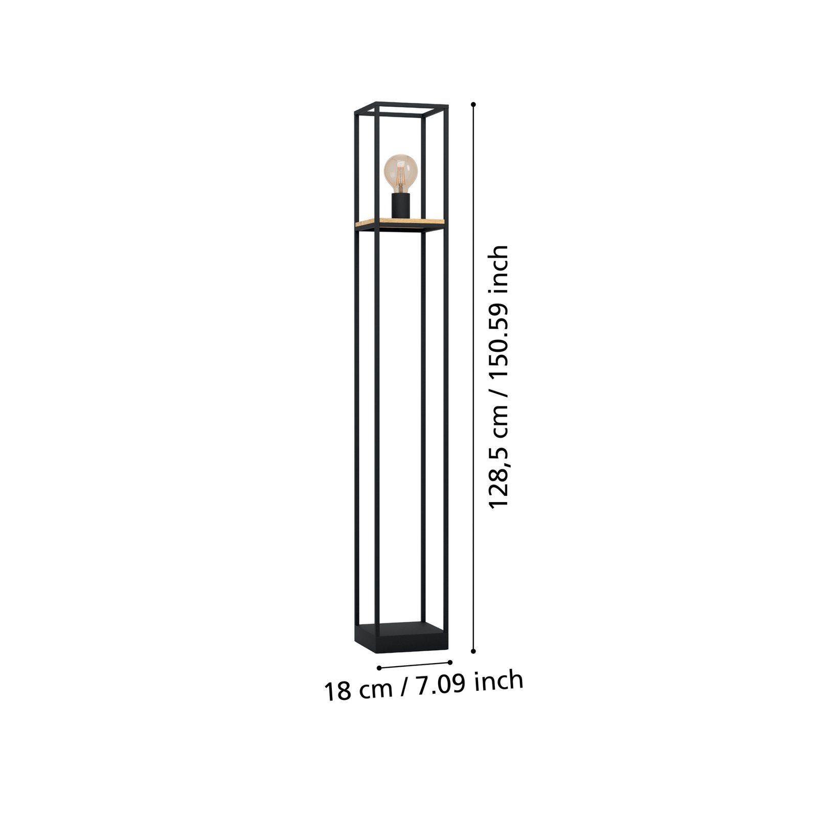 Libertad állólámpa, magasság 128,5 cm, fekete/fa, acél
