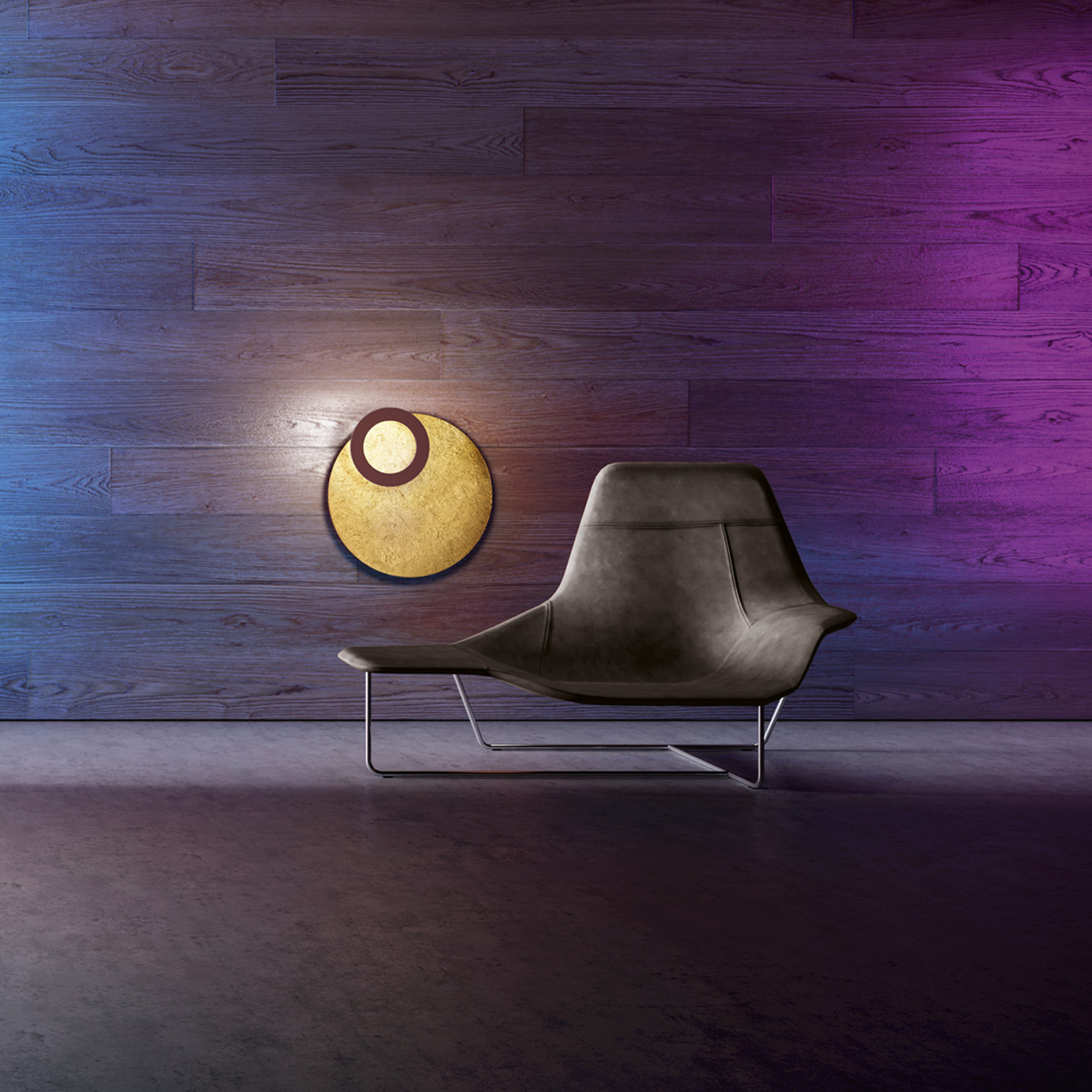 ICONE Vera LED sienas lampa 930 Ø50cm zelta/rūsas krāsā