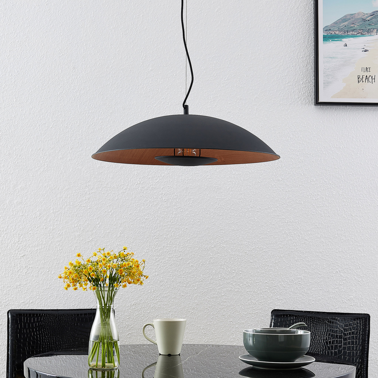 Lindby Entony lámpara colgante, negro color madera