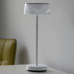 Lampada LED tavolo accu Dora, dimming, IP44 bianco