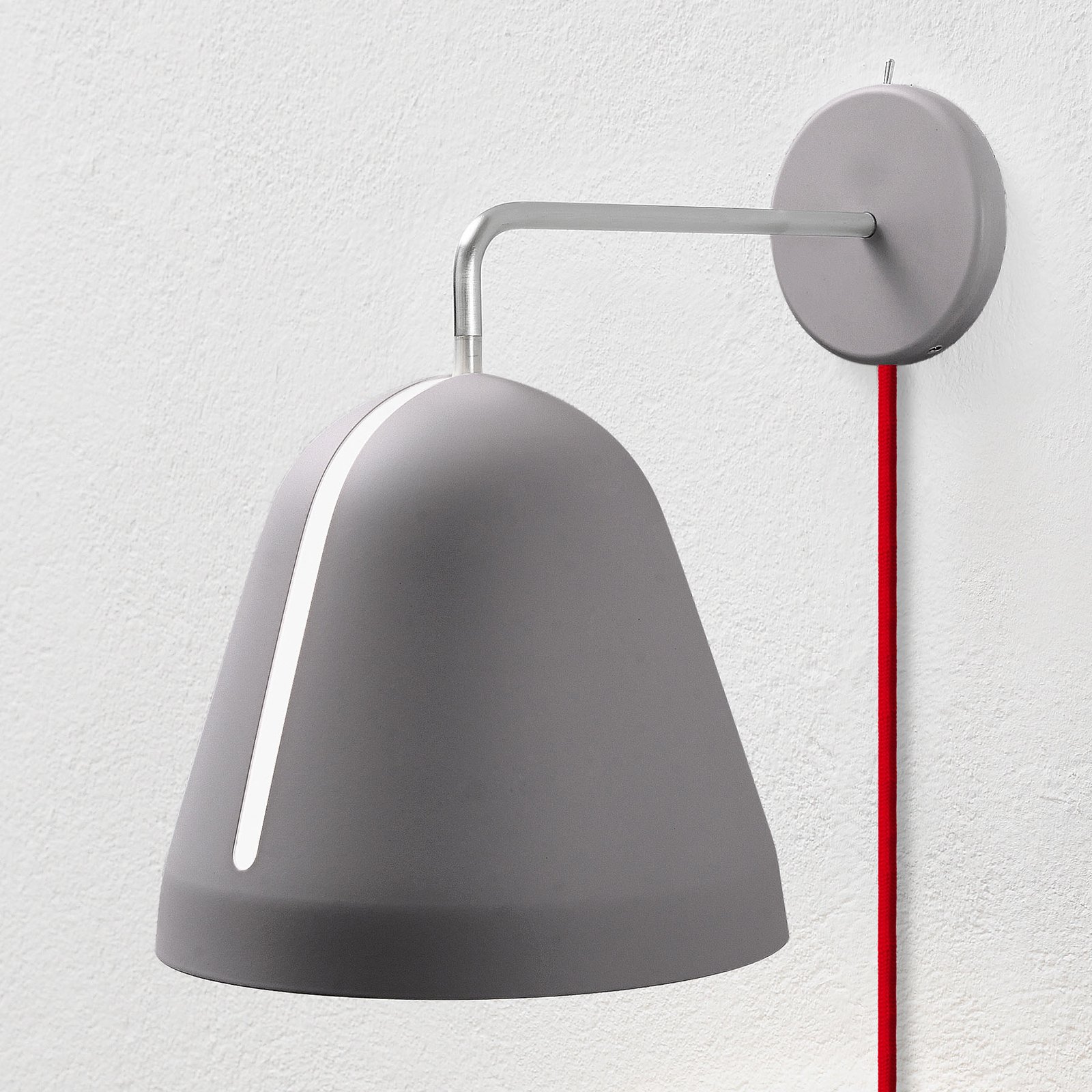 Nyta Tilt Wall wall light with a red cable, grey