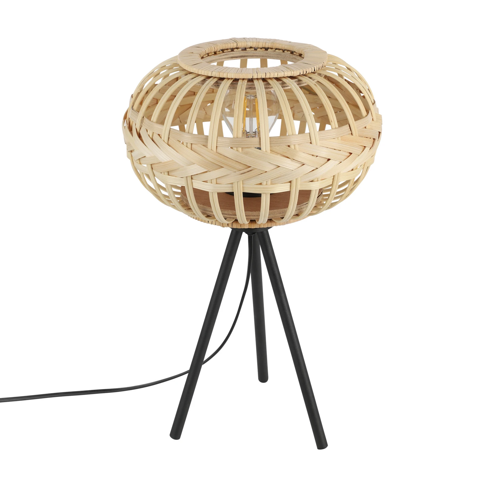 EGLO Amsfield 1 stolová lampa z dreva, trojnožka