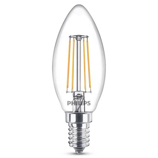 Philips E14 lâmpada de vela LED 4.3W filamento branco quente