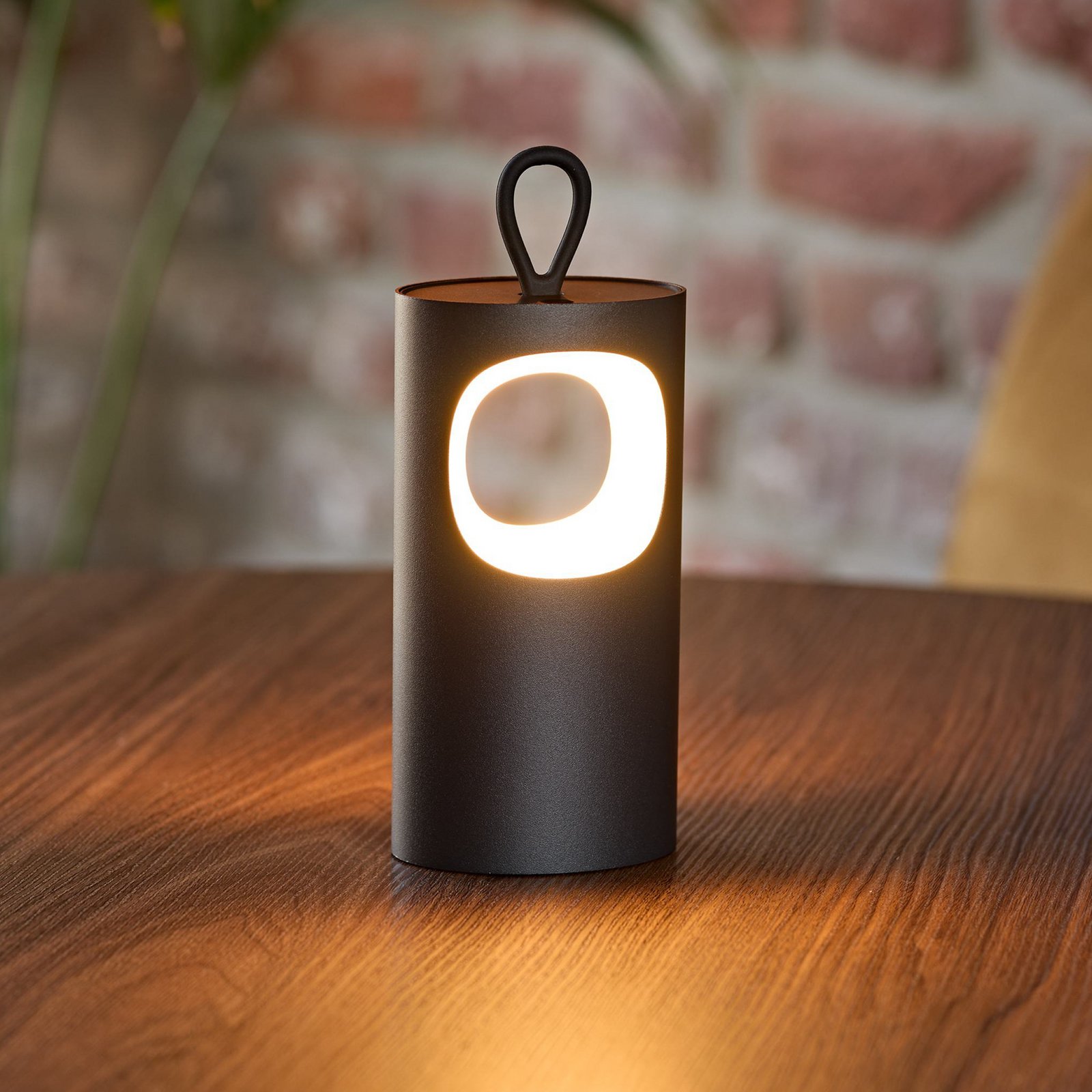 LED-Akku-Τραπεζοκαθιστικό φως Lunari, μαύρο, 16 cm, μέταλλο, CCT IP44