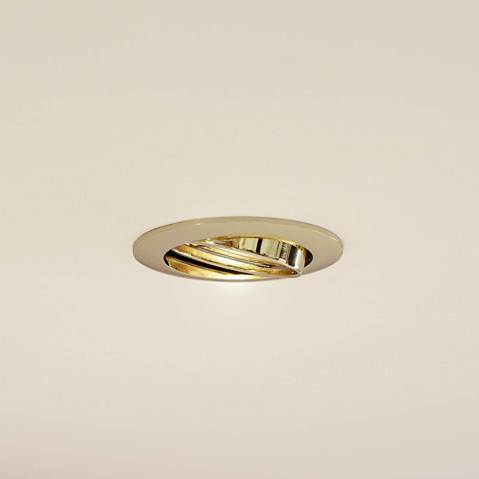 Prios recessed ceiling light Fibur, gold, aluminium, Ø 8.2 cm