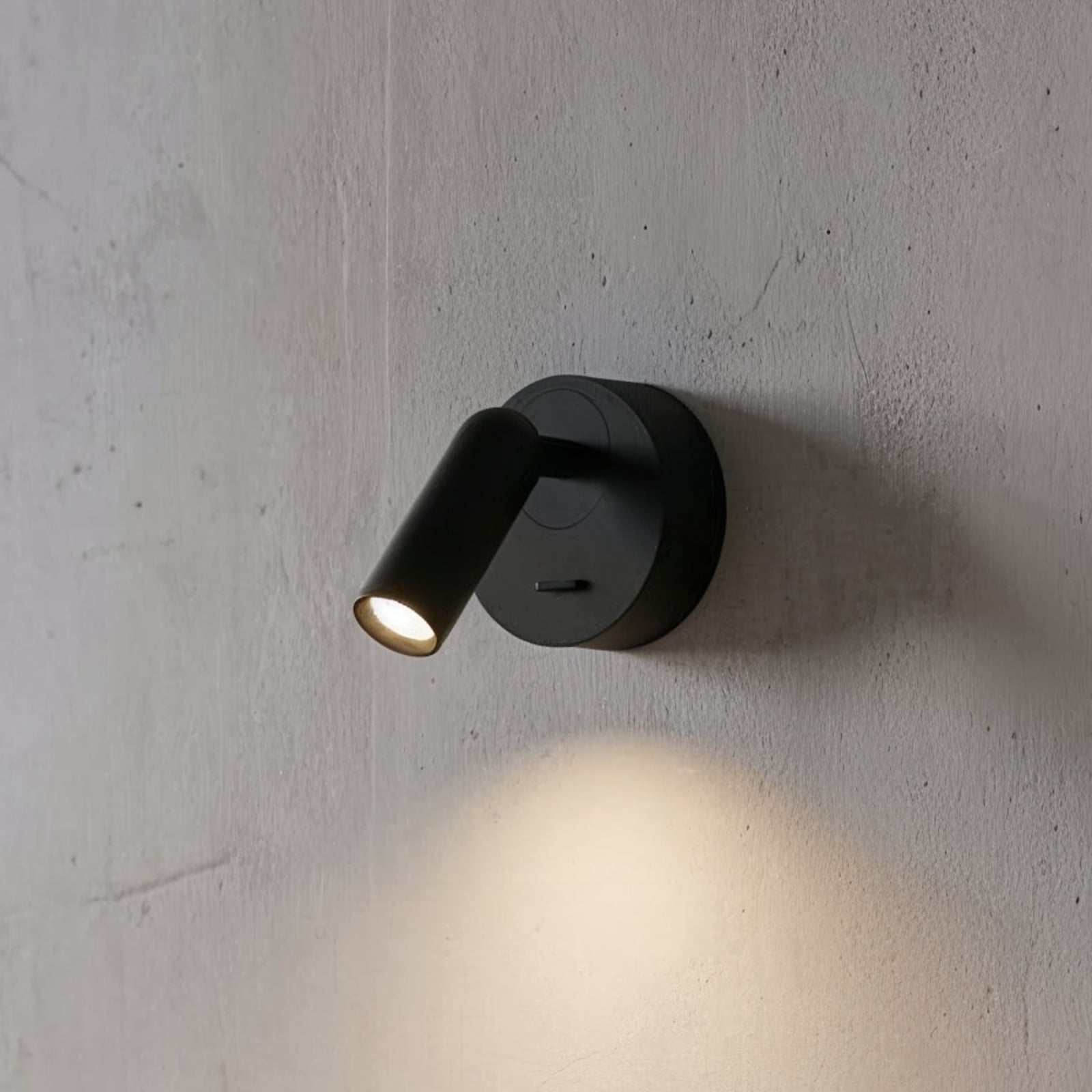 Ideal Lux LED sienas prožektors Bean, Ø 7 cm, melns metāls/stikls