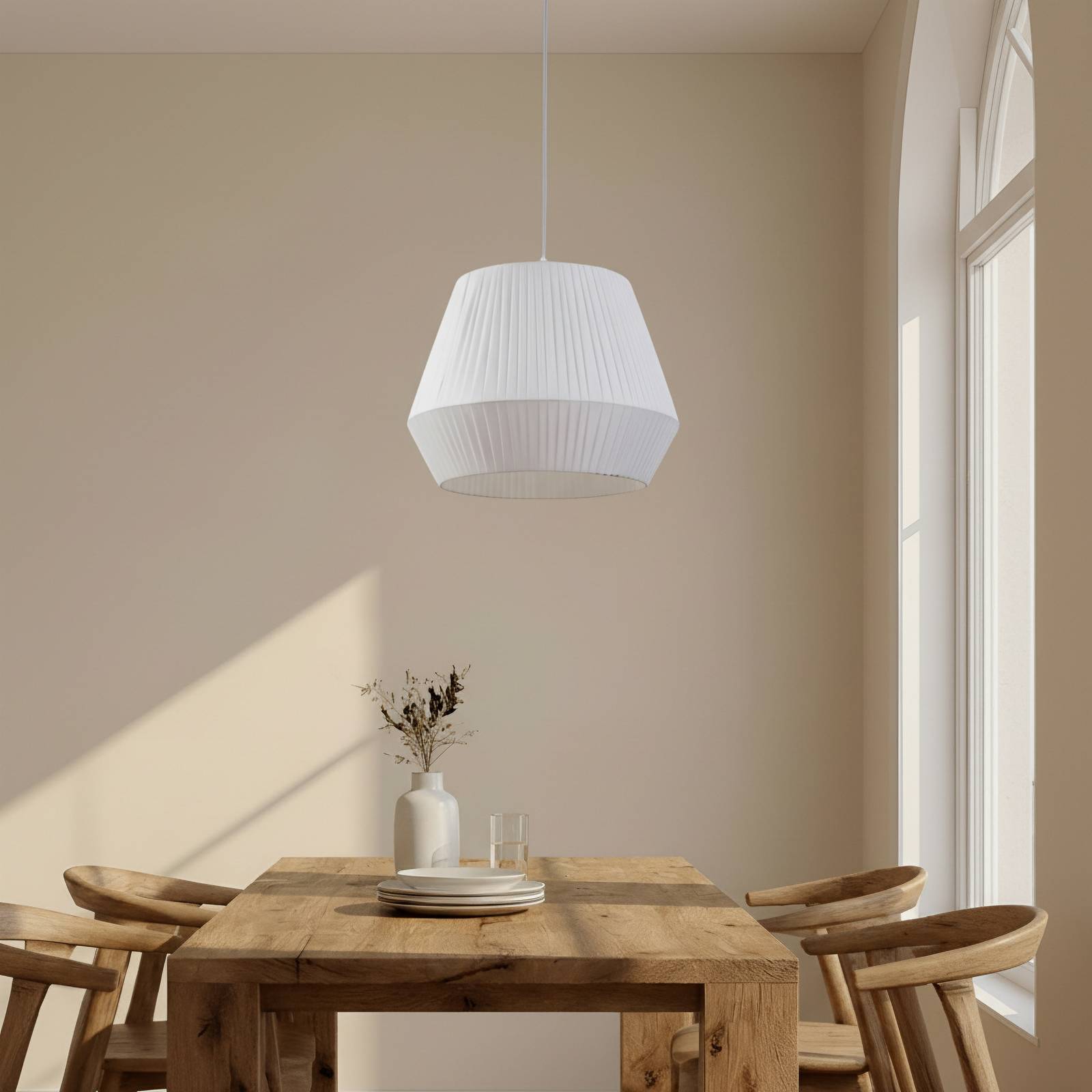  Lindby Lindby Hängeleuchte Vitore, ø 40 Cm, Textil, Weiß 