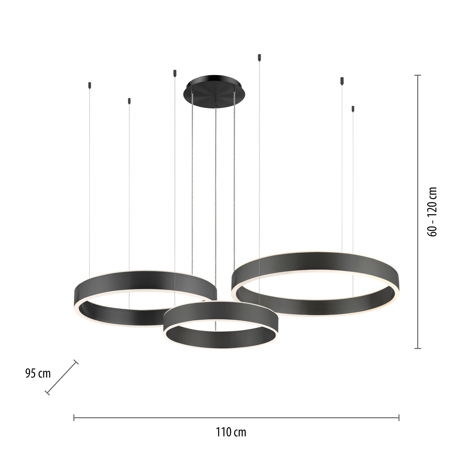 Paul Neuhaus Sculli suspension LED, noire