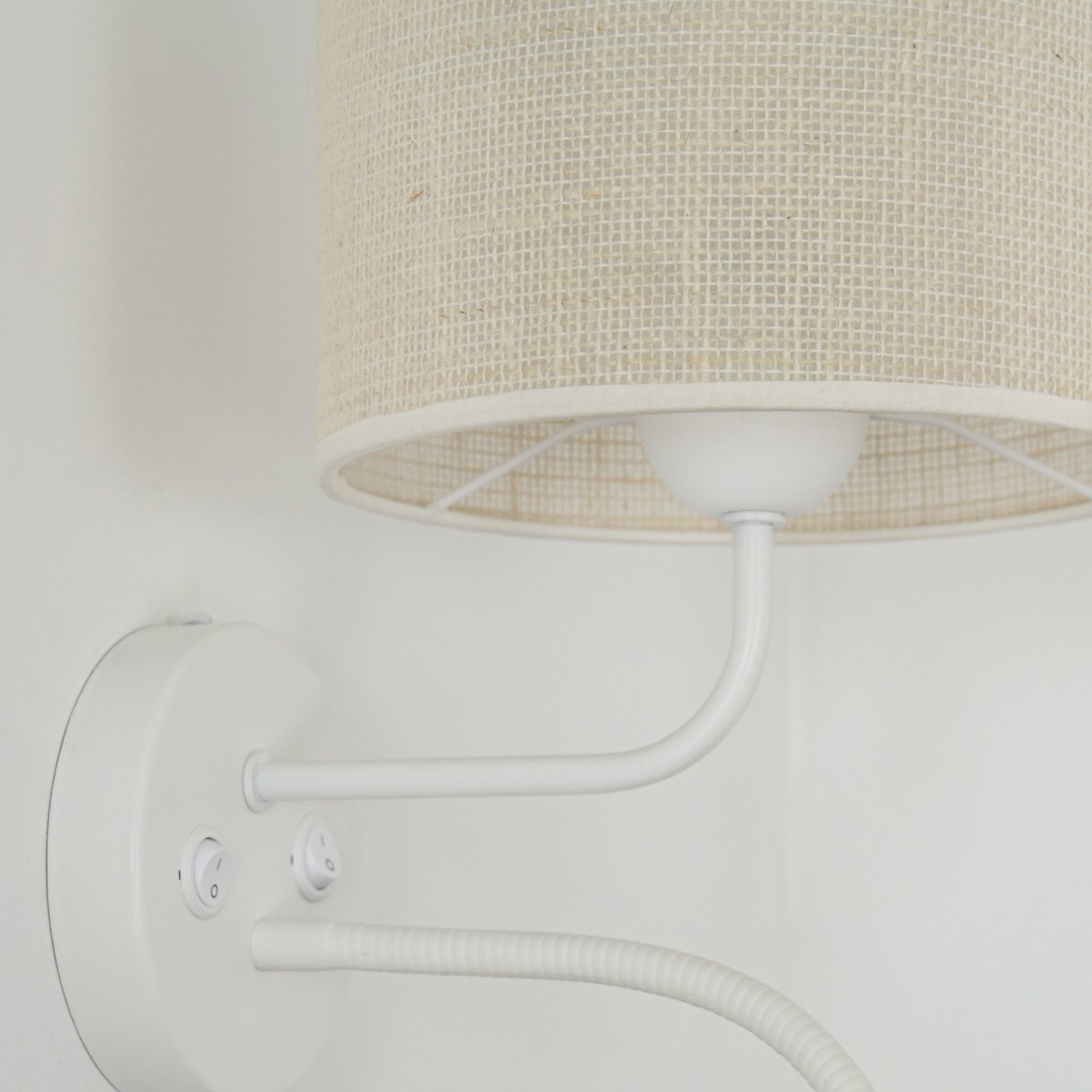 Wandleuchte Roller, Jute, weiß/beige, Leselicht