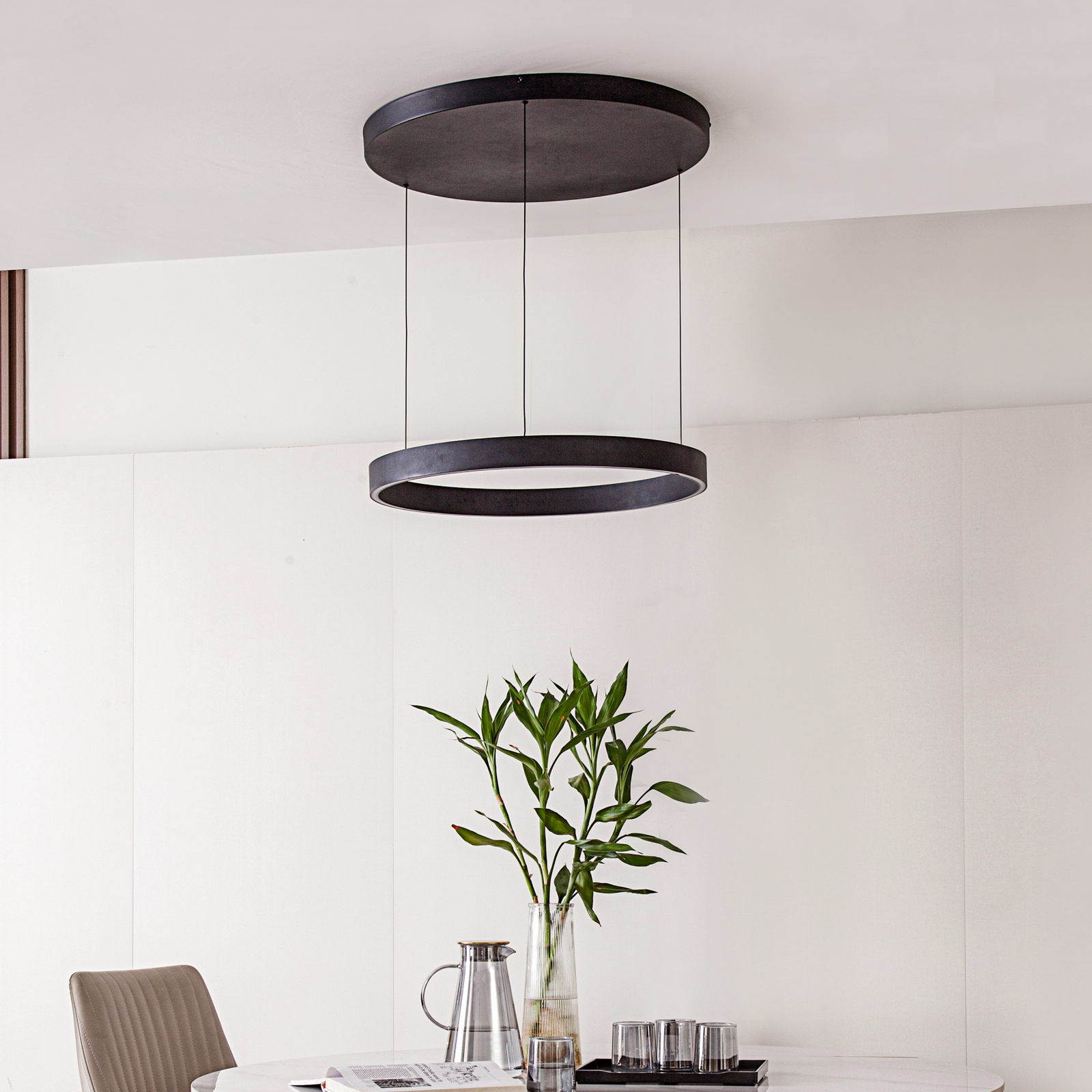 Lucande hanglamp Philine, 60 cm, zwart, ijzer