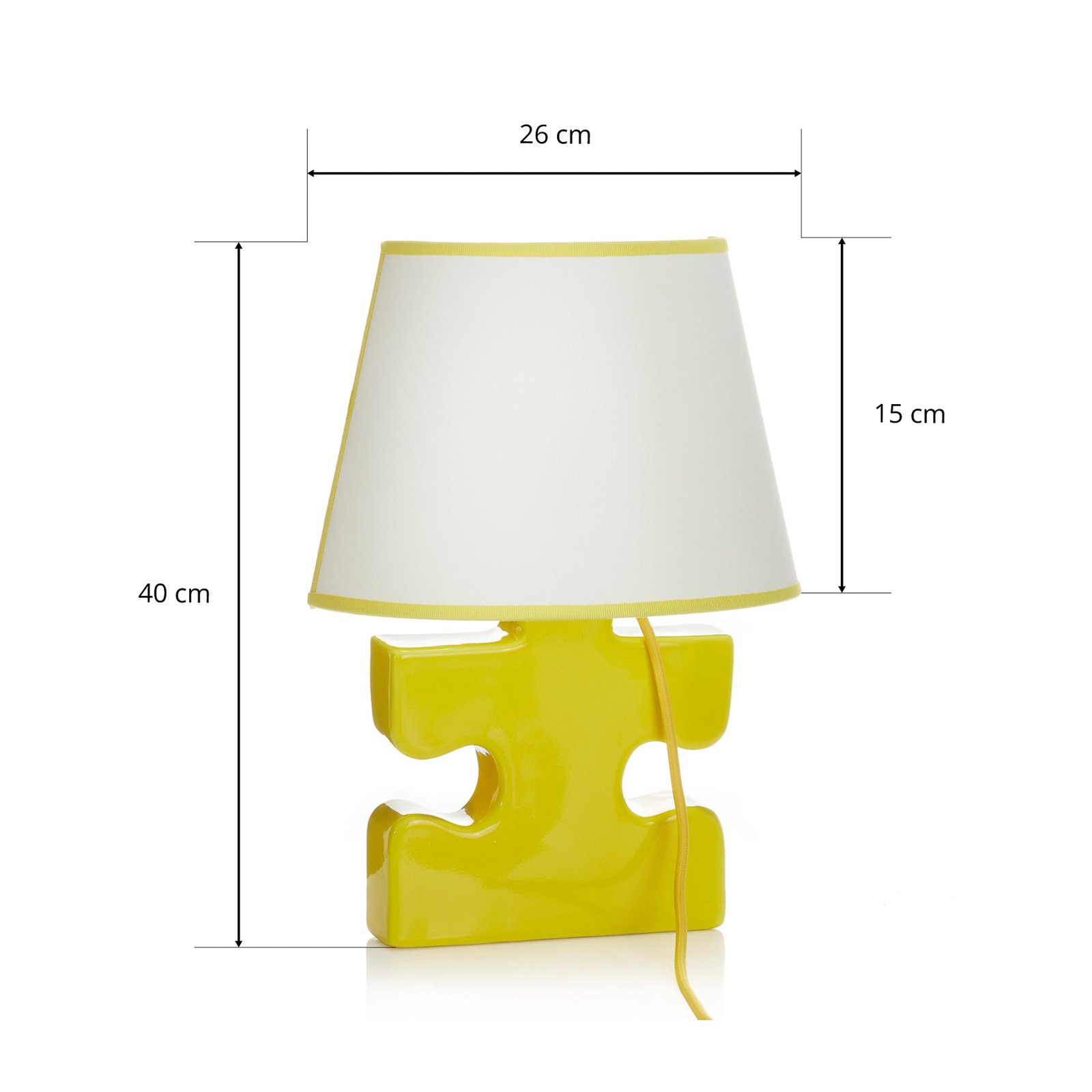 A185 ceramic wall light, fabric lampshade, yellow