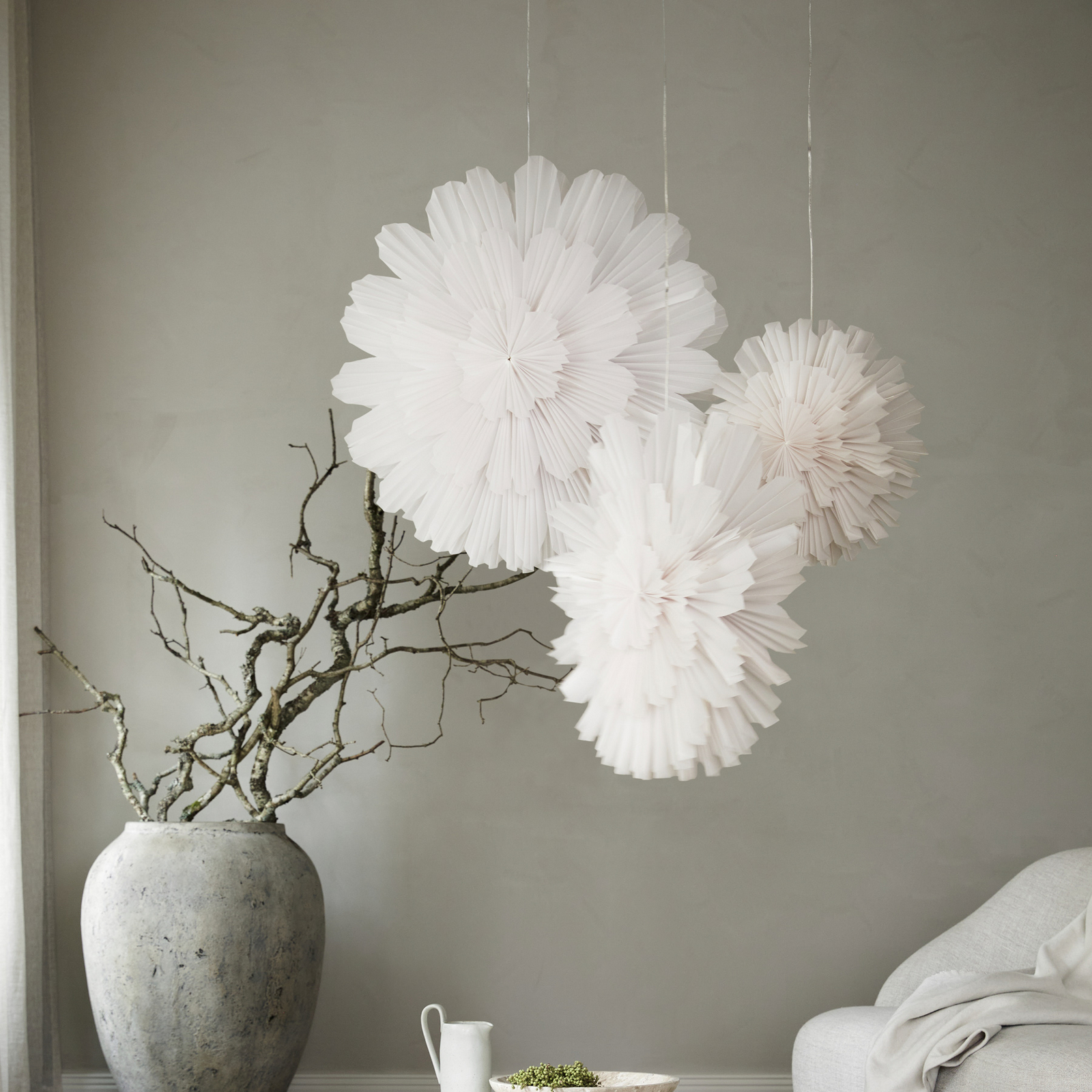 Snöblomma Estrela de papel, branca, Ø68 cm, em forma de flor - Watt & Veke