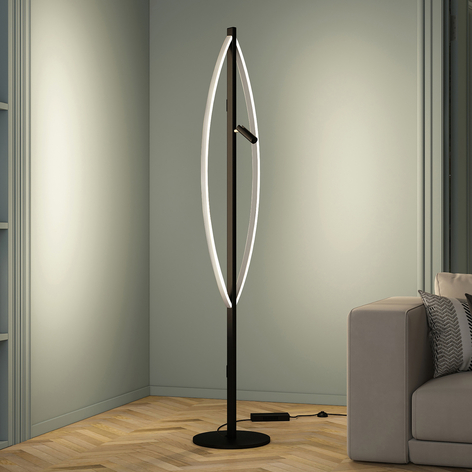 Lucande Matwei lampadaire LED, ovale, nickel