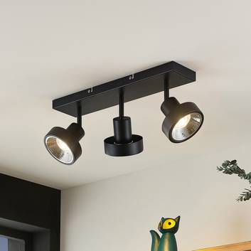 Lindby Ignacio ceiling light three-bulb black