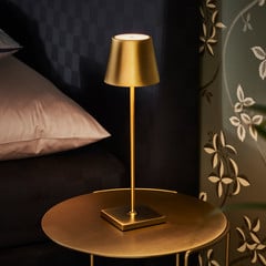 Nuindie LED ladattava pöytävalaisin, USB-C, kultainen, IP54, himmennettävä