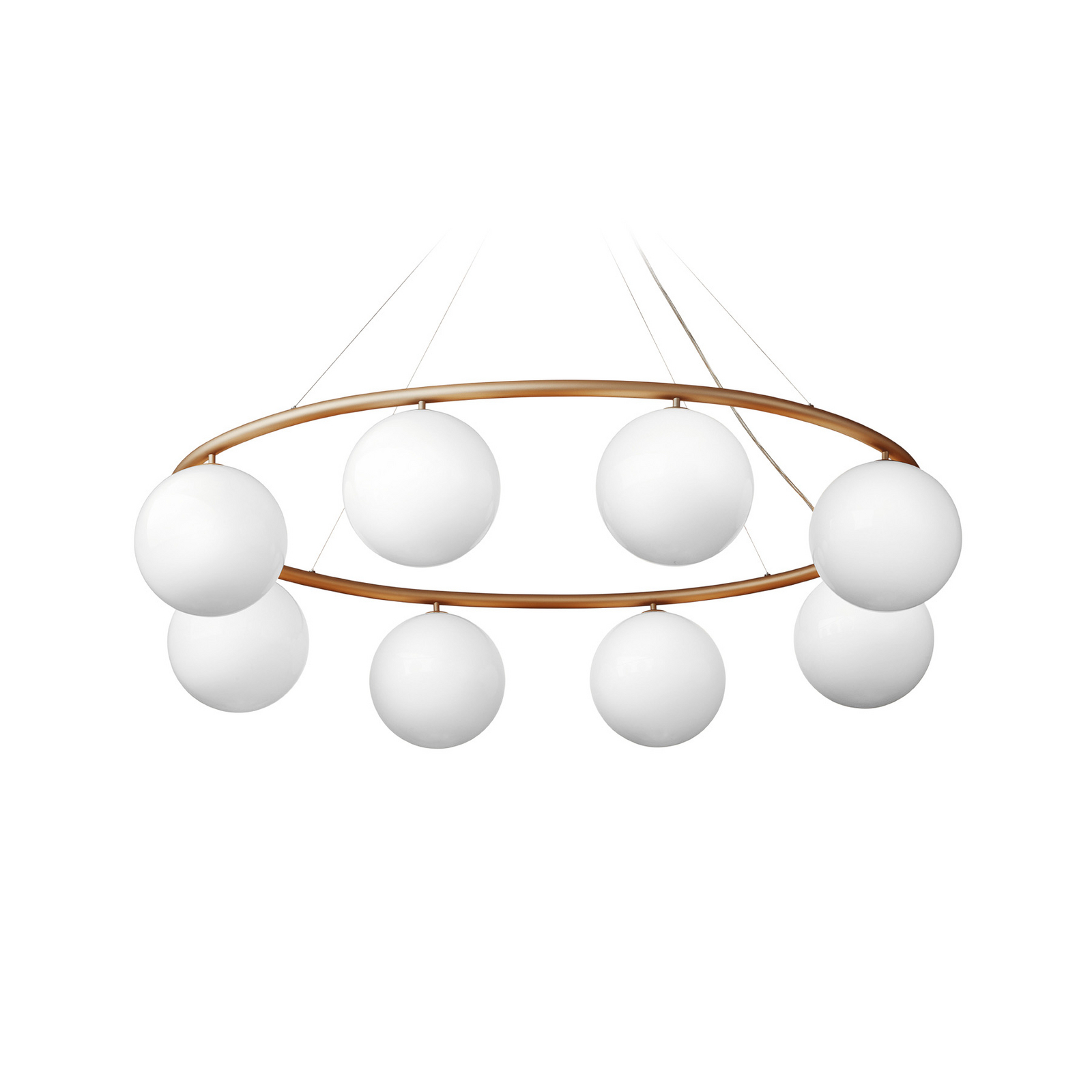 Nuura Kronleuchter Miira 8 Oval, messing/opal, 8-flg.