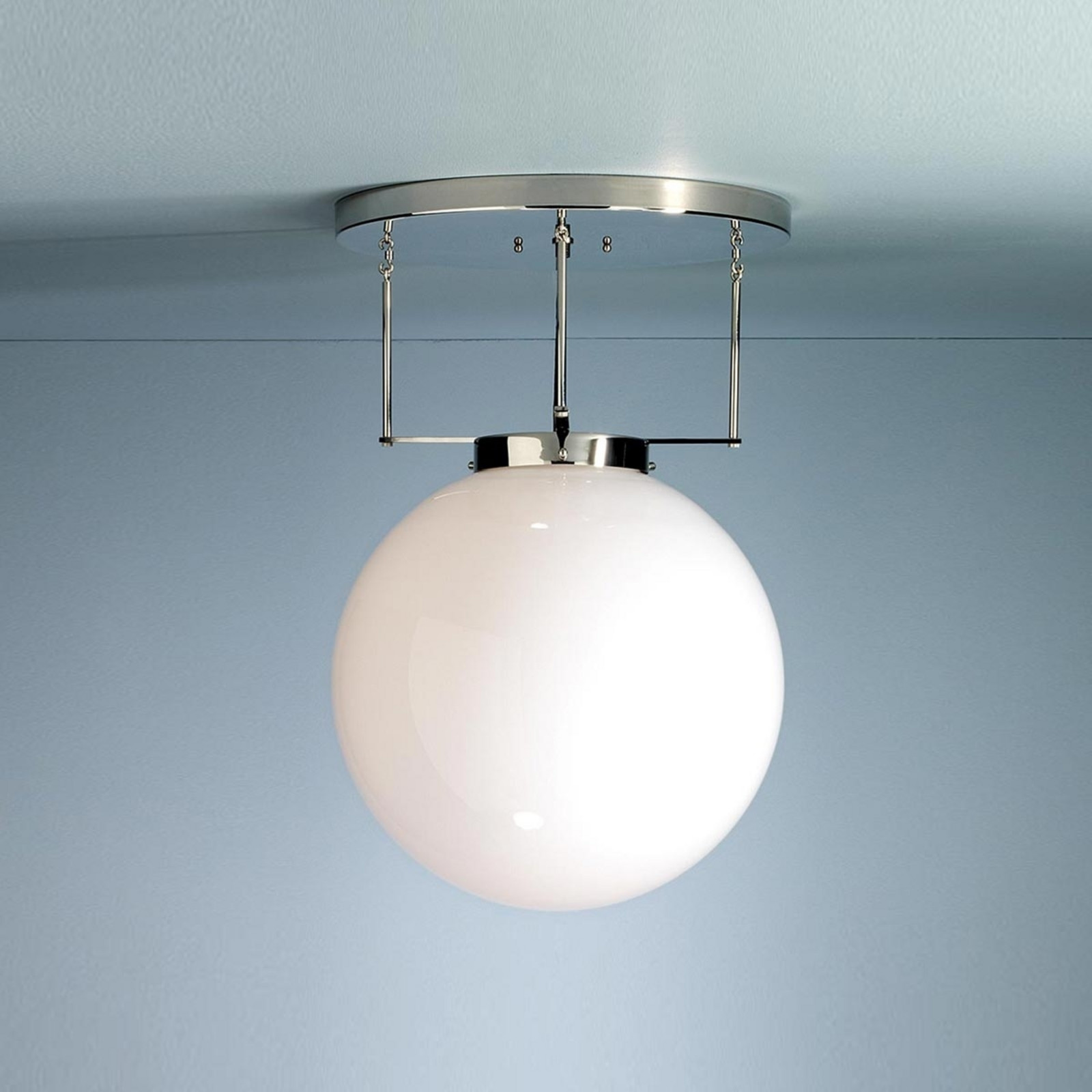 TECNOLUMEN DMB 26 plafonieră nichel 25 cm - Camera de zi / sufragerie - design - alb-opal nichel - Sticlă