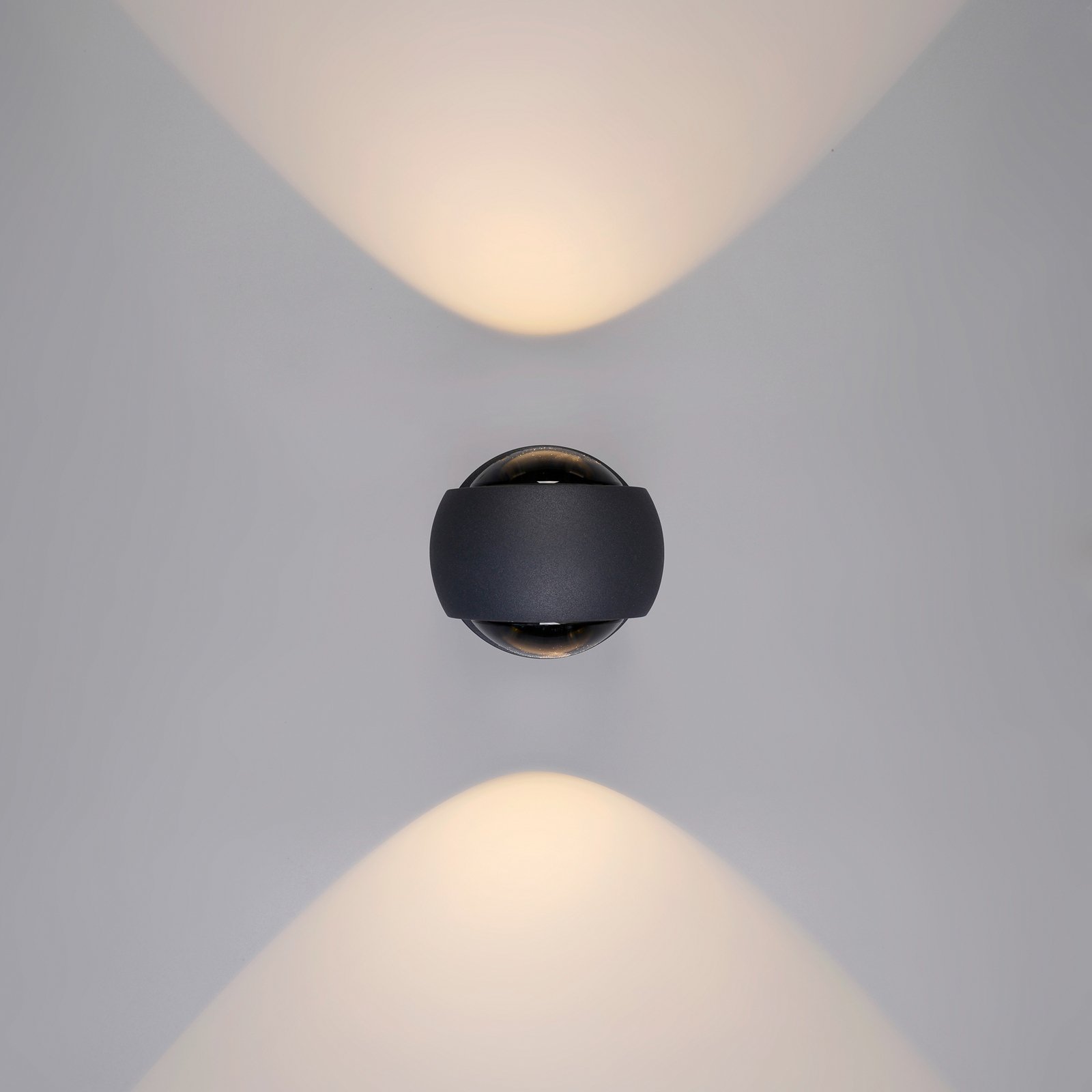 LED outdoor wall light, graphite, up & down, CCT, dimmable, aluminium