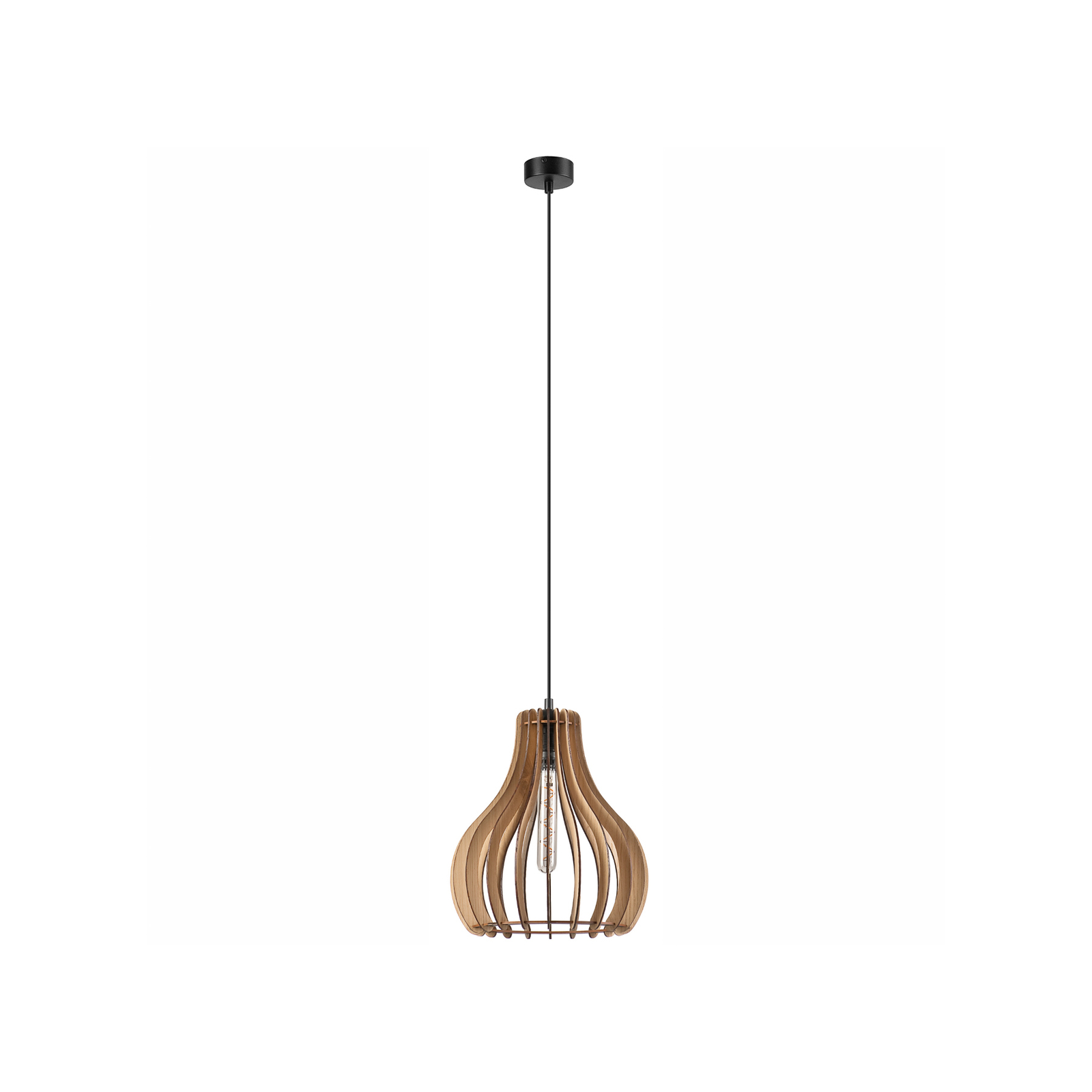 Envostar Falou pendant light, oak, Ø 25 cm