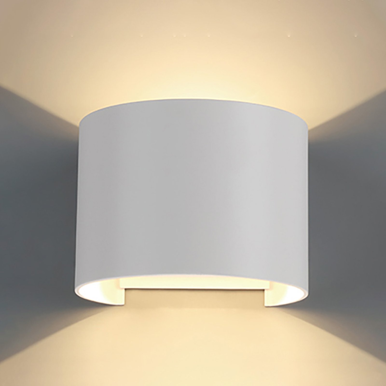LED lauko sieninis šviestuvas "Davos", apvalus, baltos spalvos,