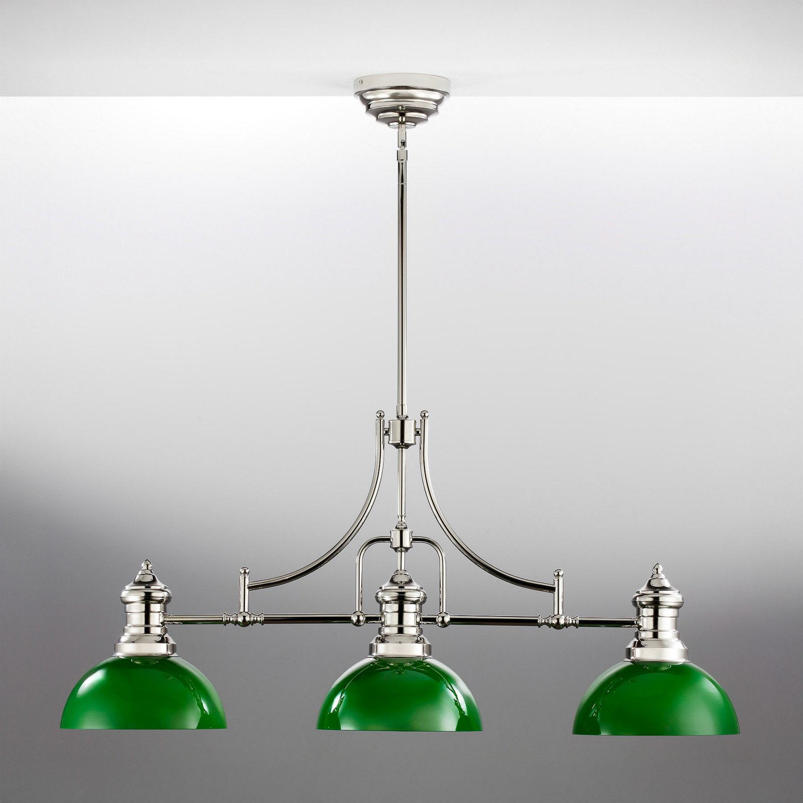 Suspension Platino, argent/vert, verre, E27, 3 lampes