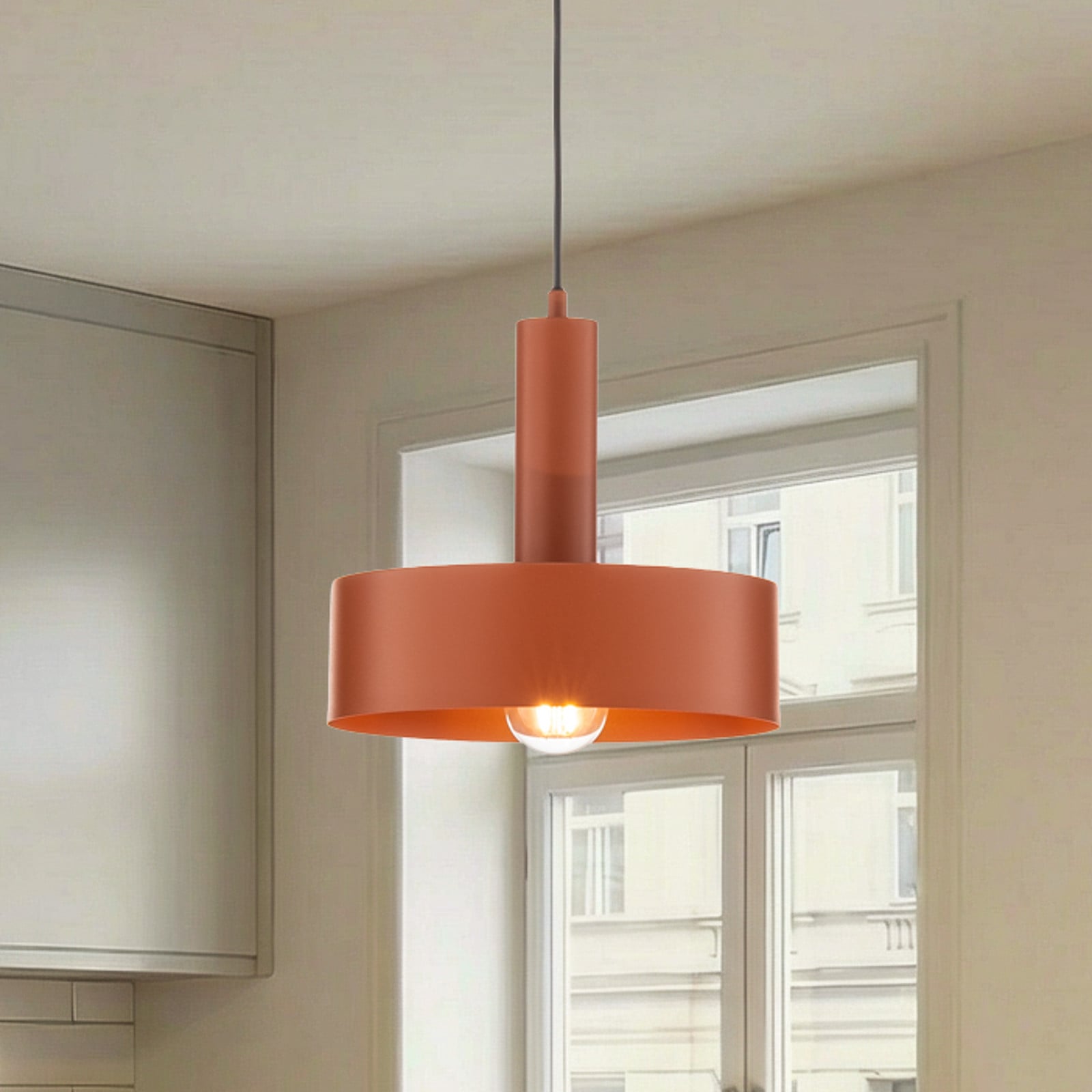 SIGMA Lampă suspendată Vitrum rotundă roșie cilindrică Ø 27 cm - Camera de zi / sufragerie - Modern - roșu - Metal