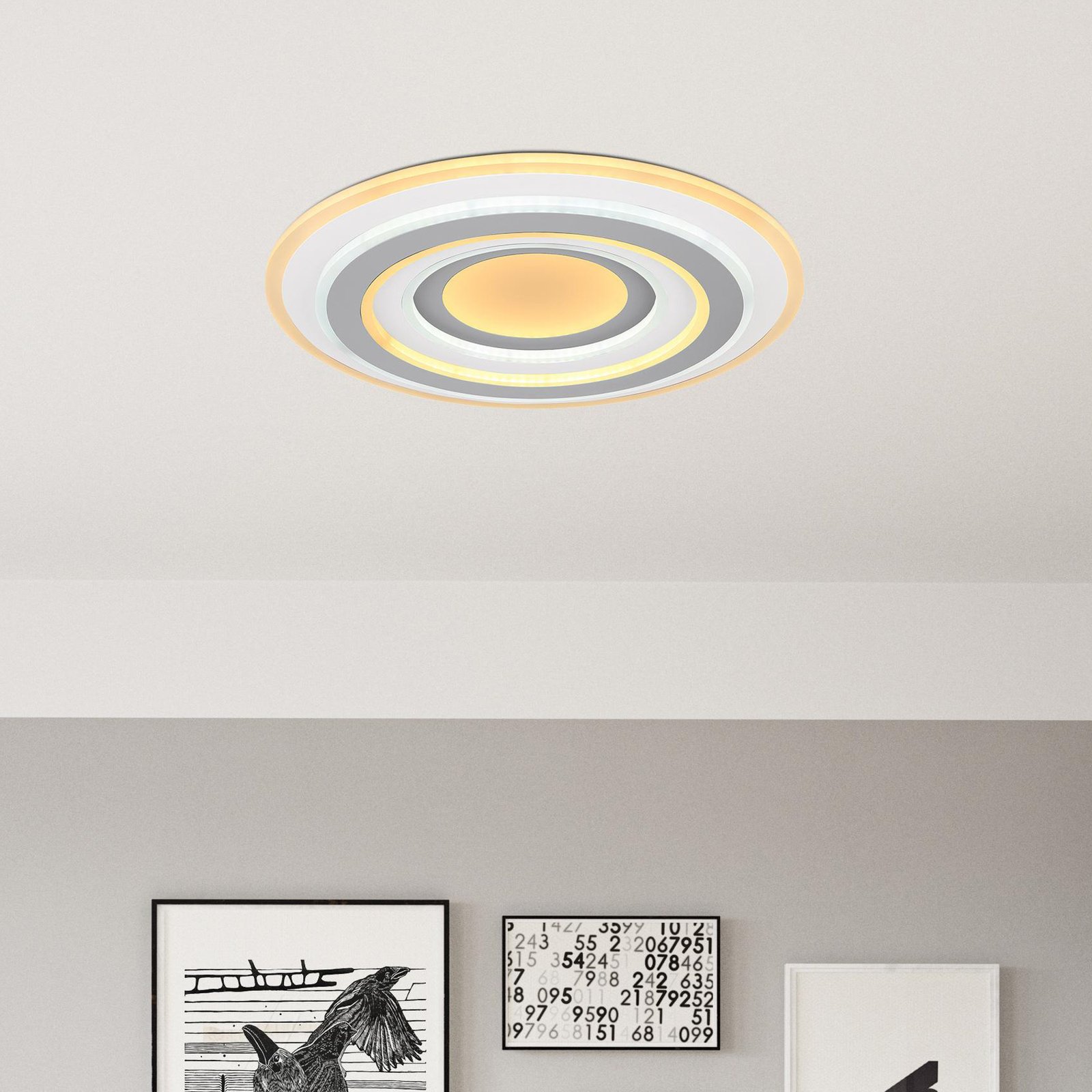 Sabatino LED-loftslampe, hvid/antracit, Ø 48 cm, CCT