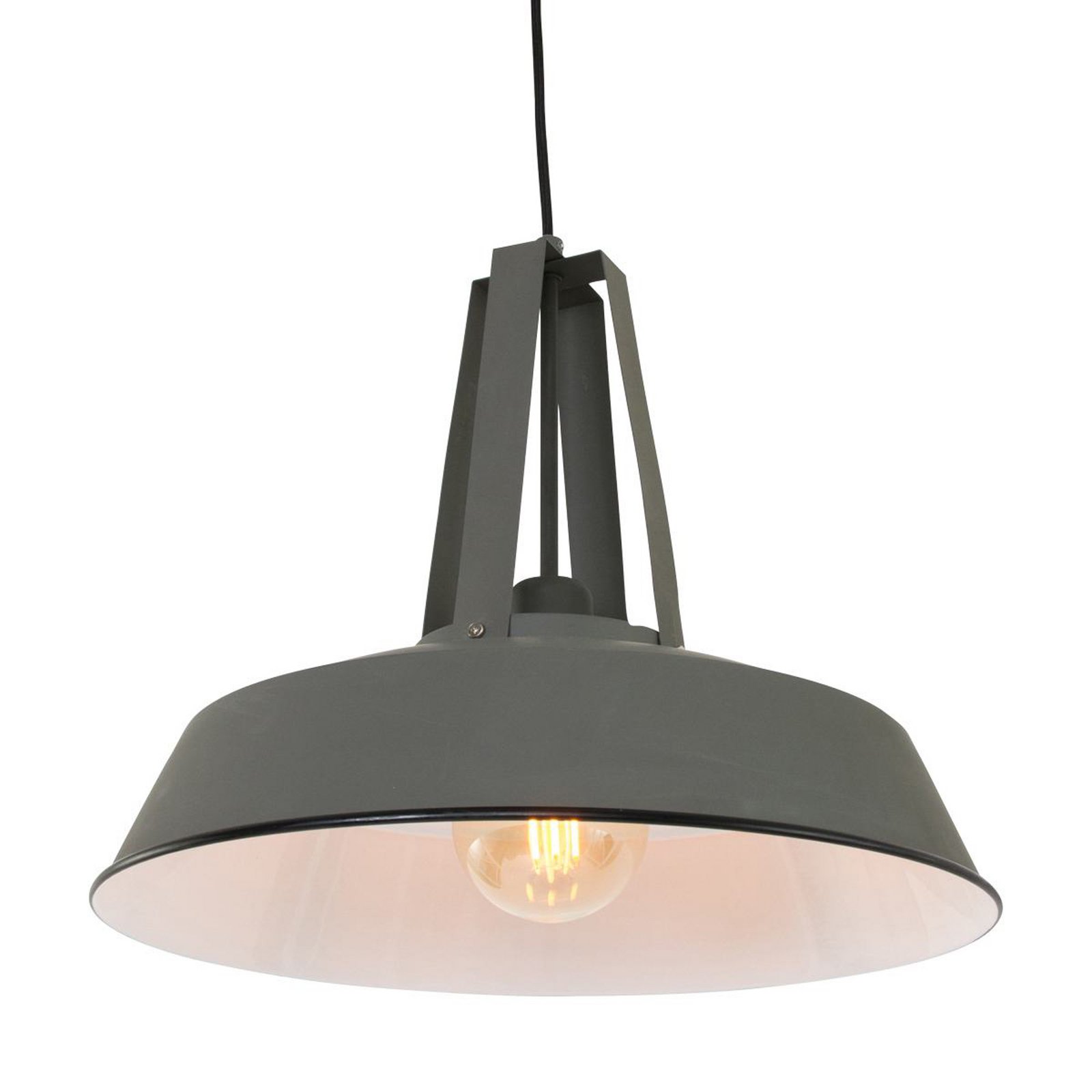 Eden pendant light, grey, metal, E27 socket