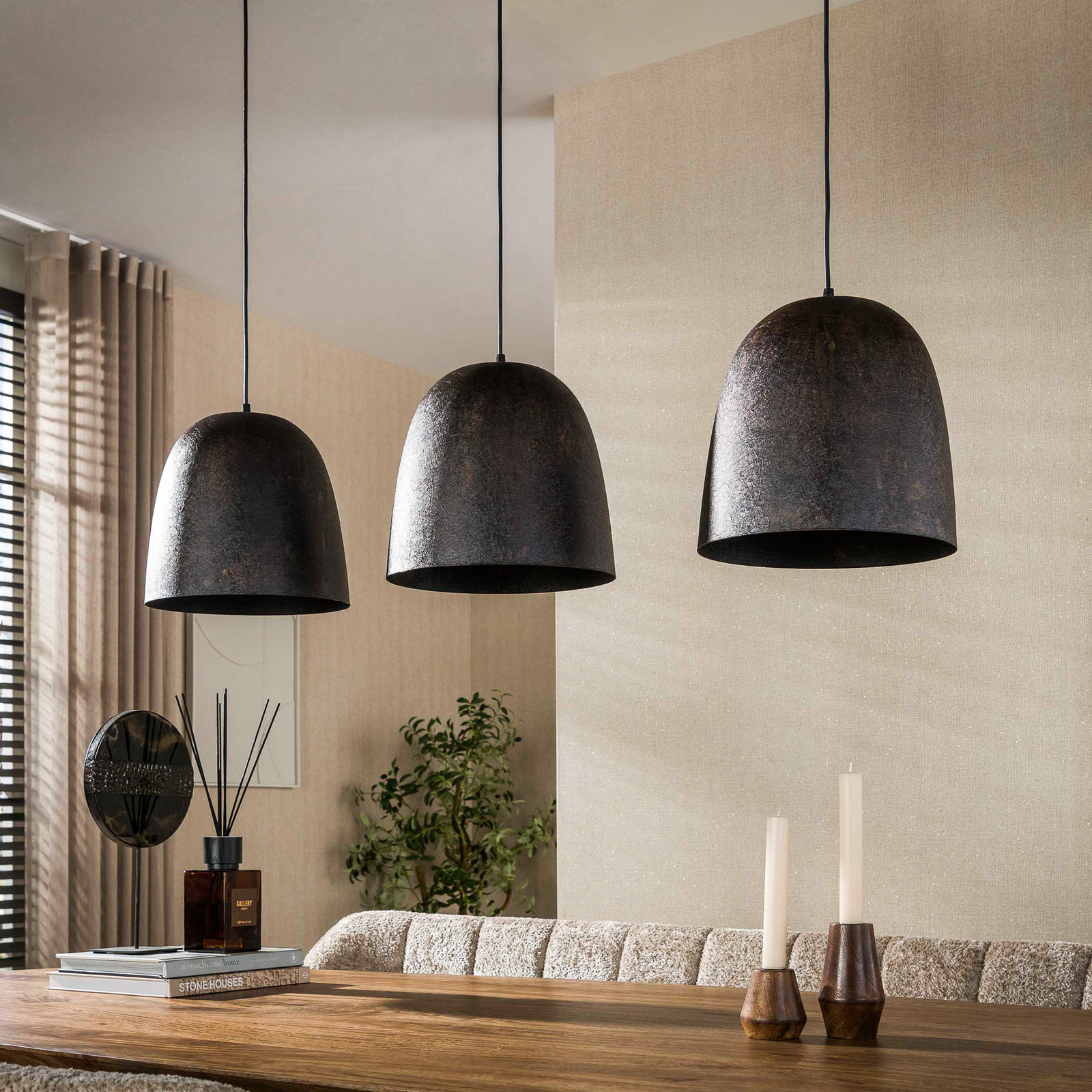 Pendelleuchte Nova, braun, Metall, 3-flammig, E27, 115 cm