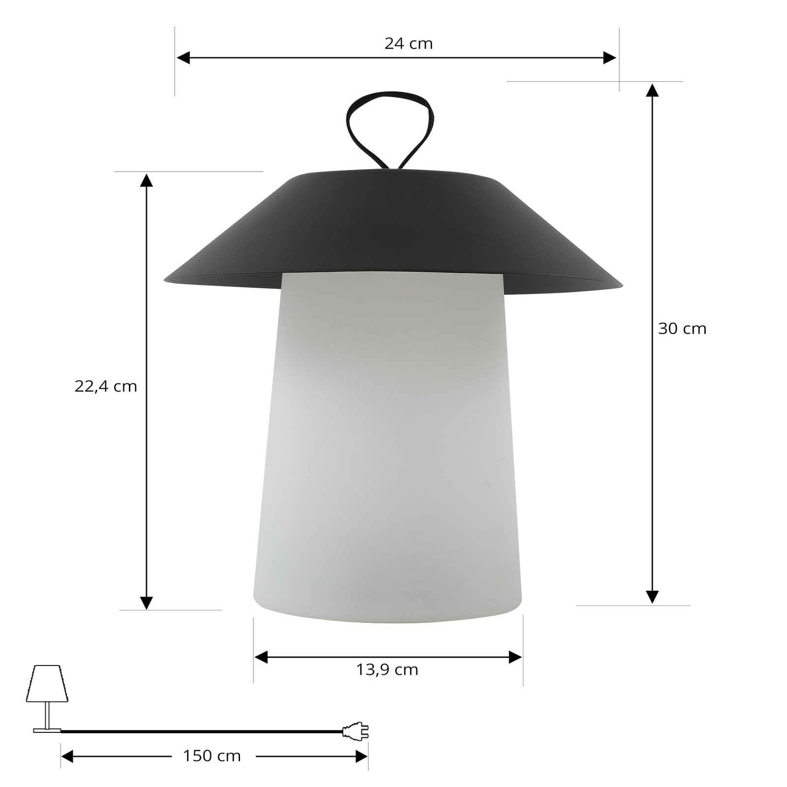 Lindby LED oppladbar bordlampe Kalina, svart/hvit, IP44