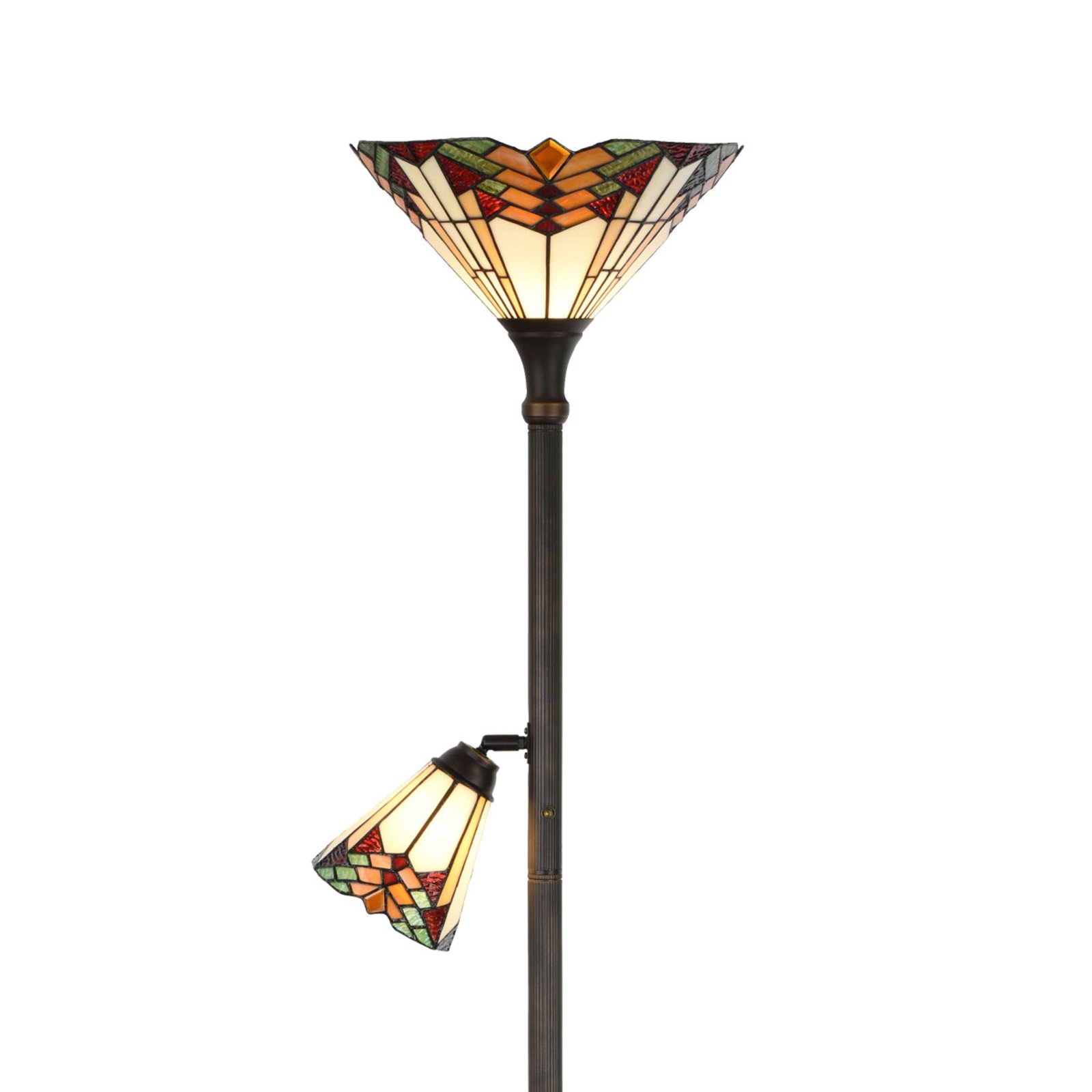 Vloerlamp 5969 met leeslamp, Tiffany-stijl
