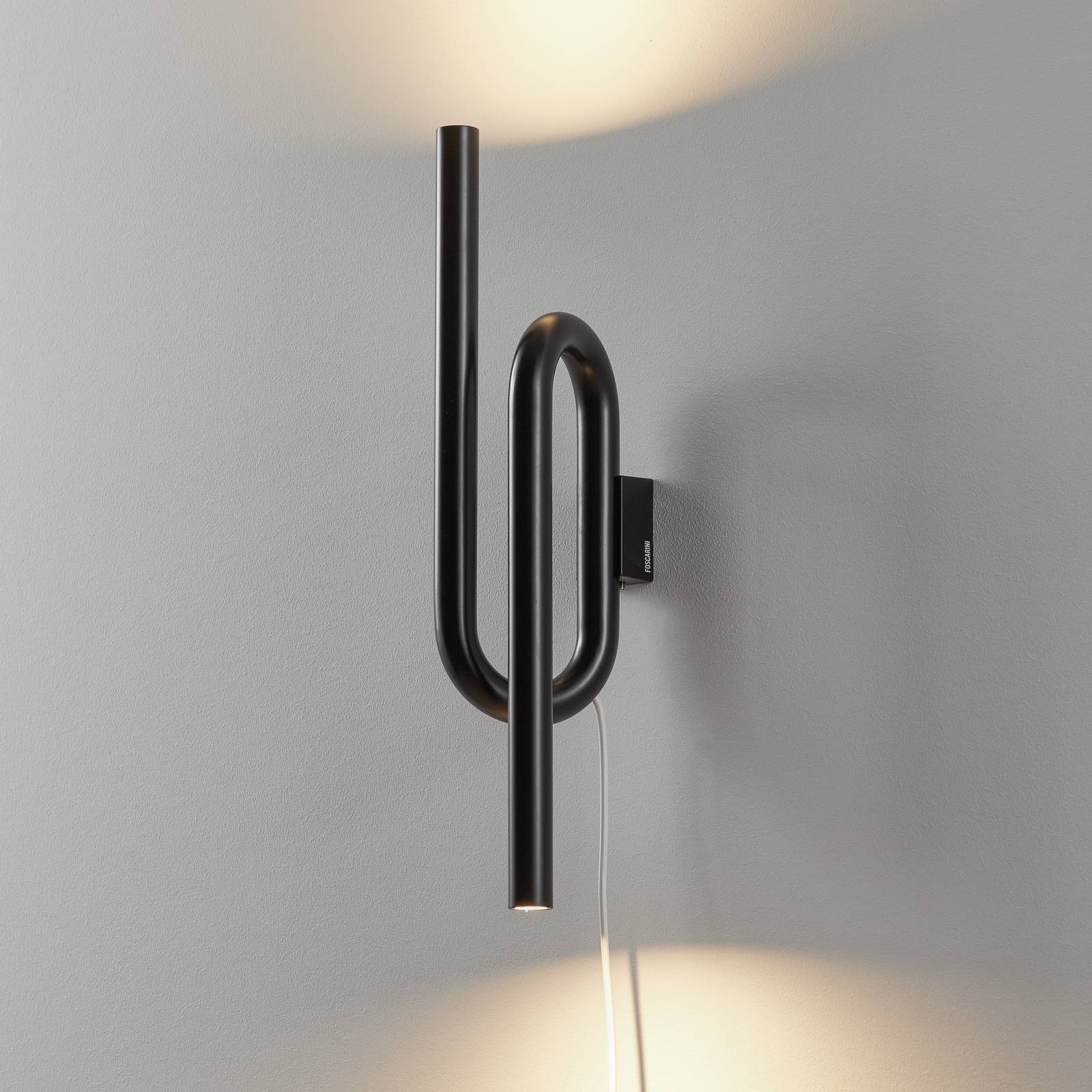 FOSCARINI Foscarini Tobia LED wall light with cable black, for Living / Dining Room, metal, 12 W, energy efficiency: A+, H: 40 cm