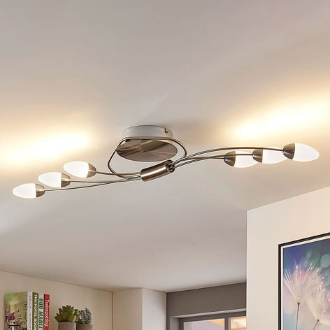 Plafoniera LED Deyan a 6 luci, forma allungata