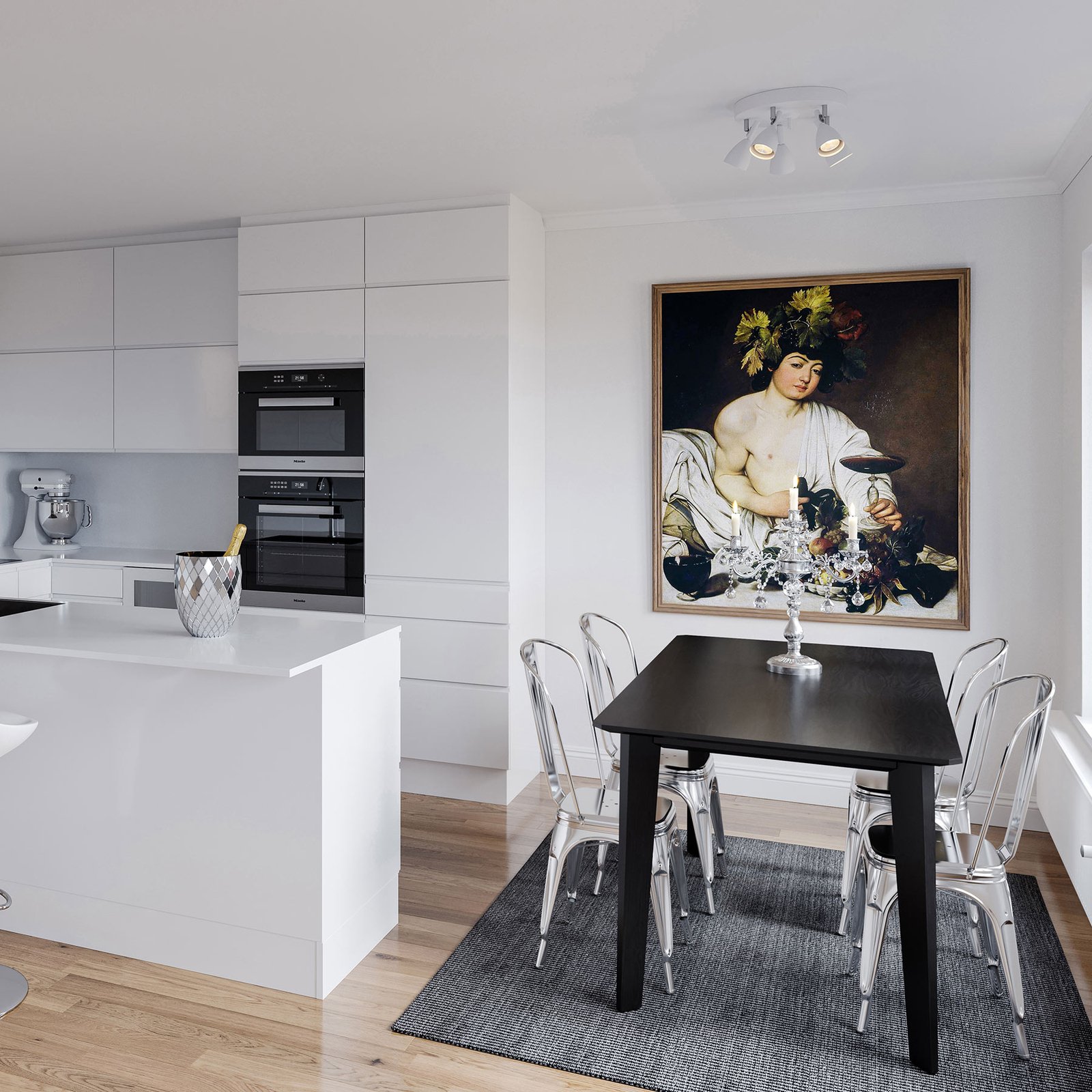 By Ryd?ns Luna-spotlight, fem lyskilder, hvit - dimbar - skandinavisk spotter i tak - takspot Stue / spisestue - metall