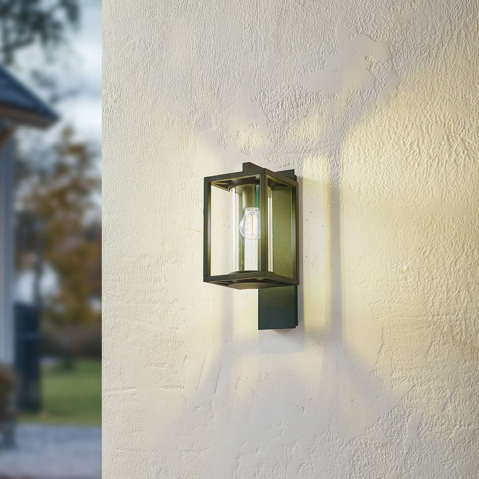 Lucande Außenwandleuchte Ferda, hängend, dunkelgrün, Glas günstig online kaufen