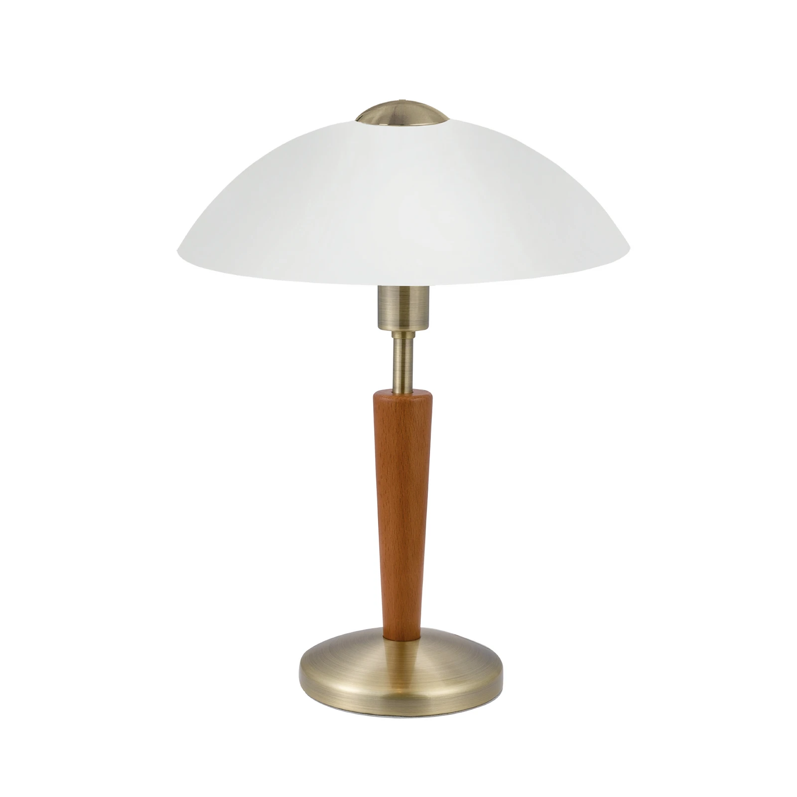  Tafellamp SOLO 1, gebruniteerd/notenhout, hoogte 35 cm metaal/glas dimbaar