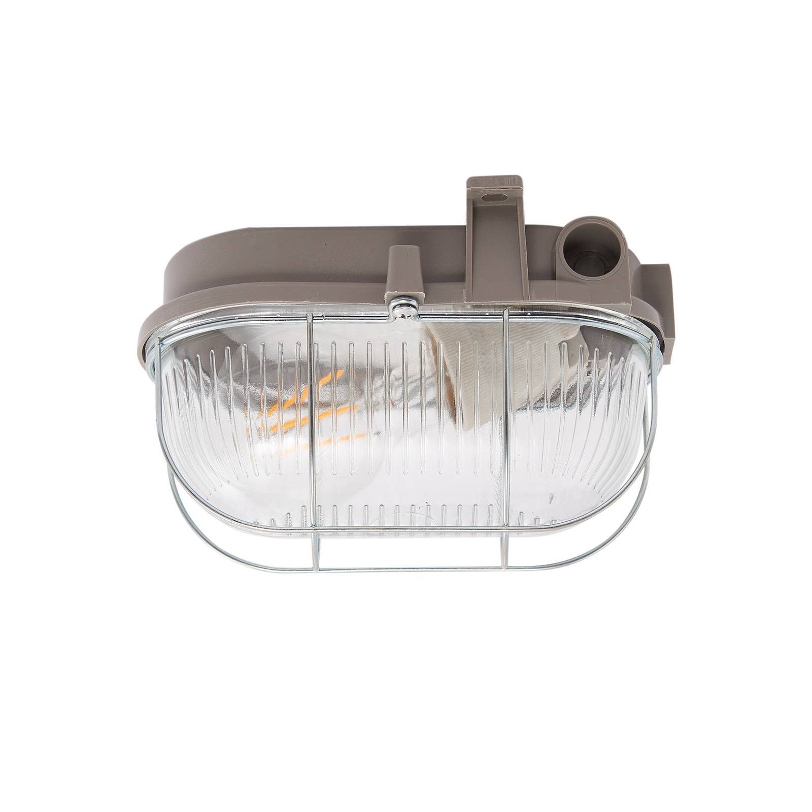 Prios Außenwandleuchte Kirgo, grau, Kunststoff, IP44