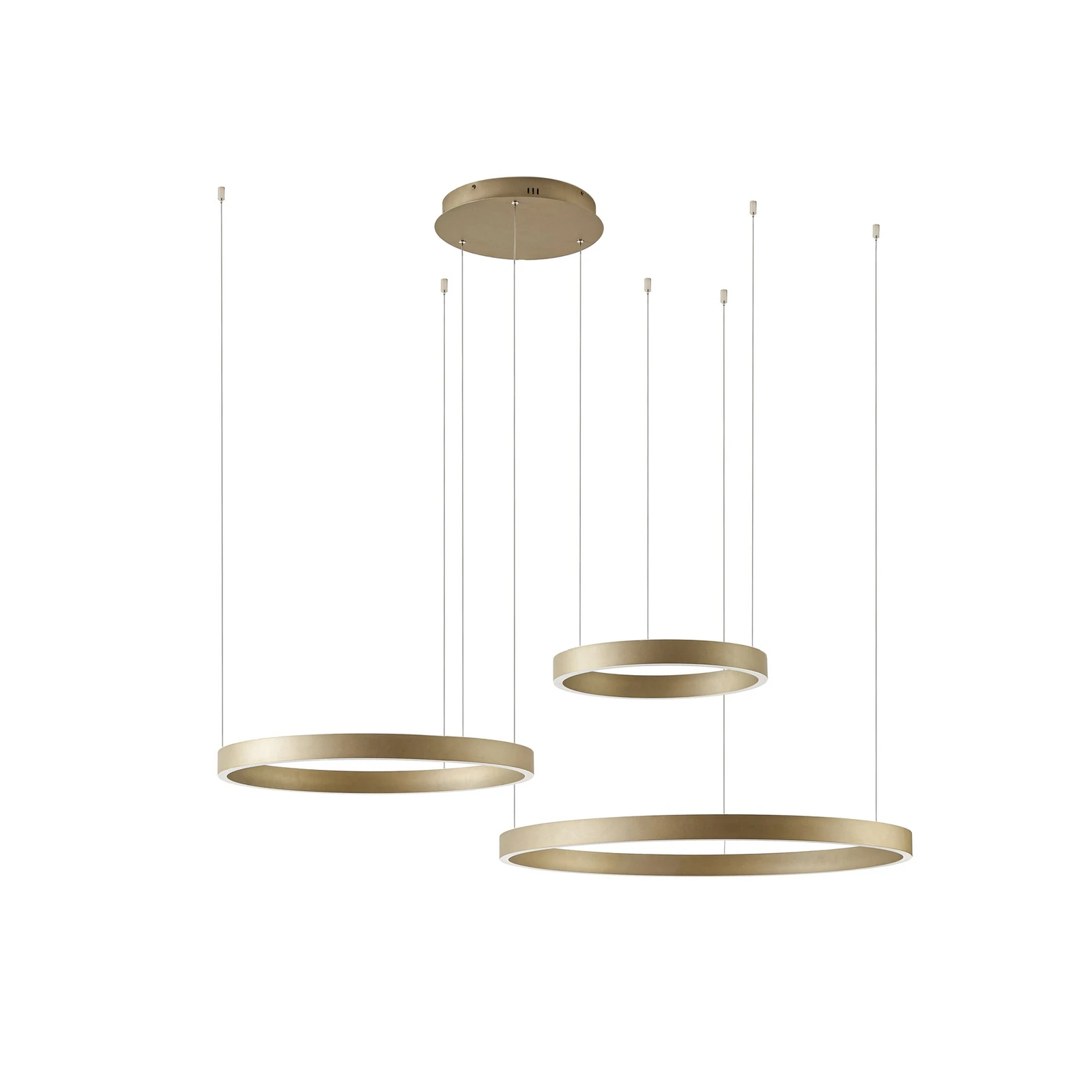 Lampada LED a sospensione Quitani Aureon, oro, Ø 80 cm, dimmerabile, CCT