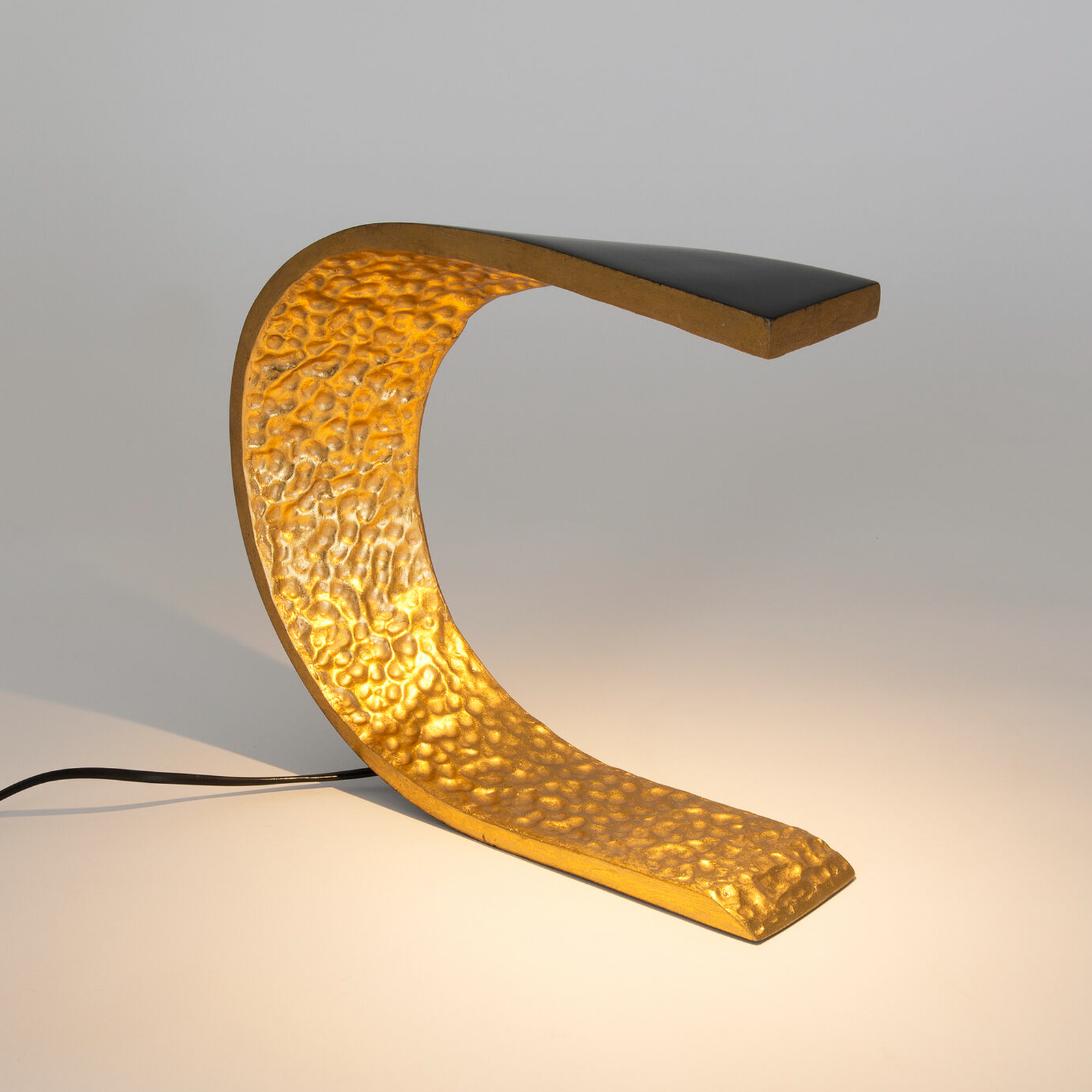 LED-bordlampe AUREONDA, svart/gull, høyde 30 cm, metall