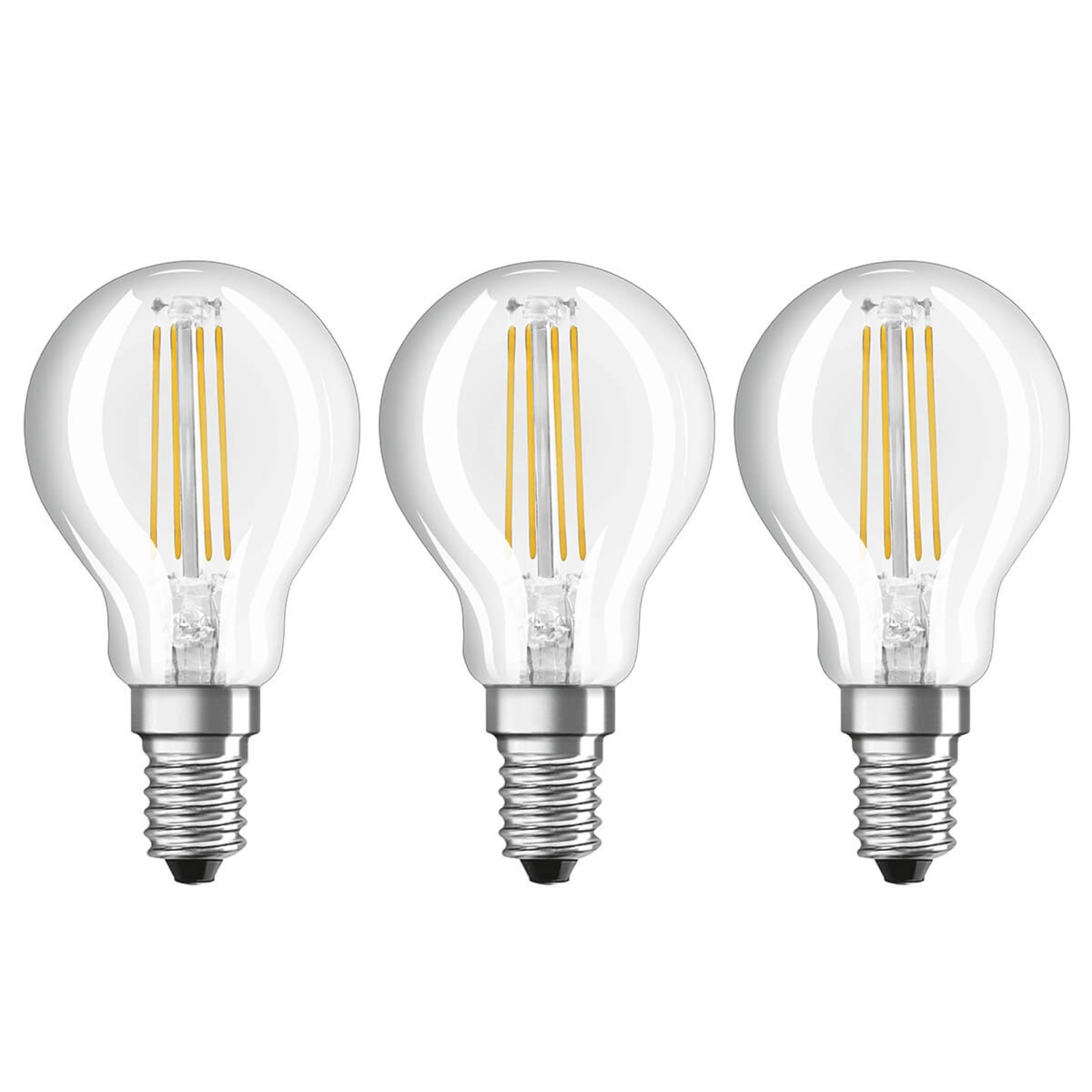 LED-filamentlampa E14 4 W, varmvit, 3-pack