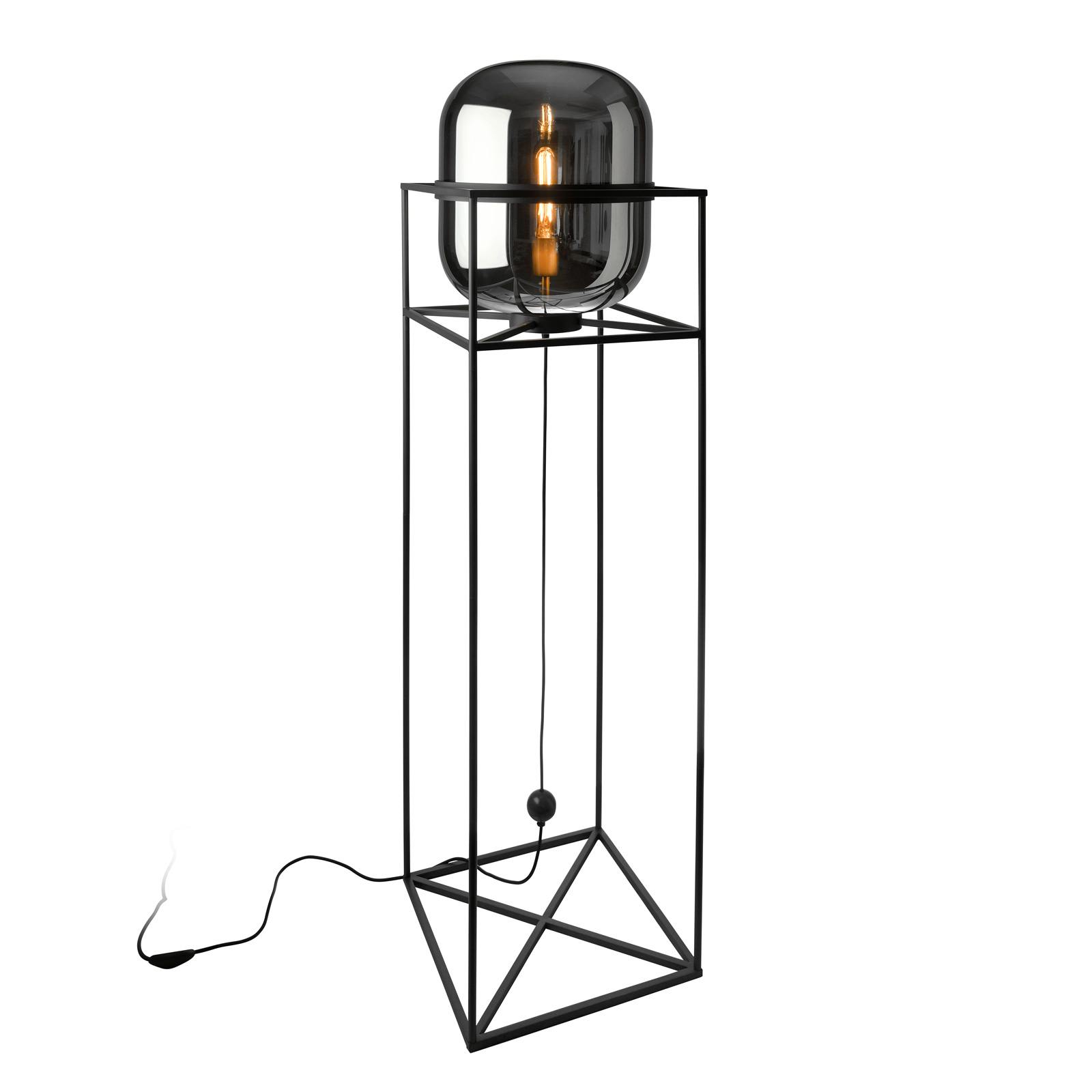 Sompex Baloni floor lamp, metal frame and smoked glass, for Living / Dining Room, metal, glass, E27, 40 W, energy efficiency: A++, L: 38 cm, W: 38 cm, H: 154 cm