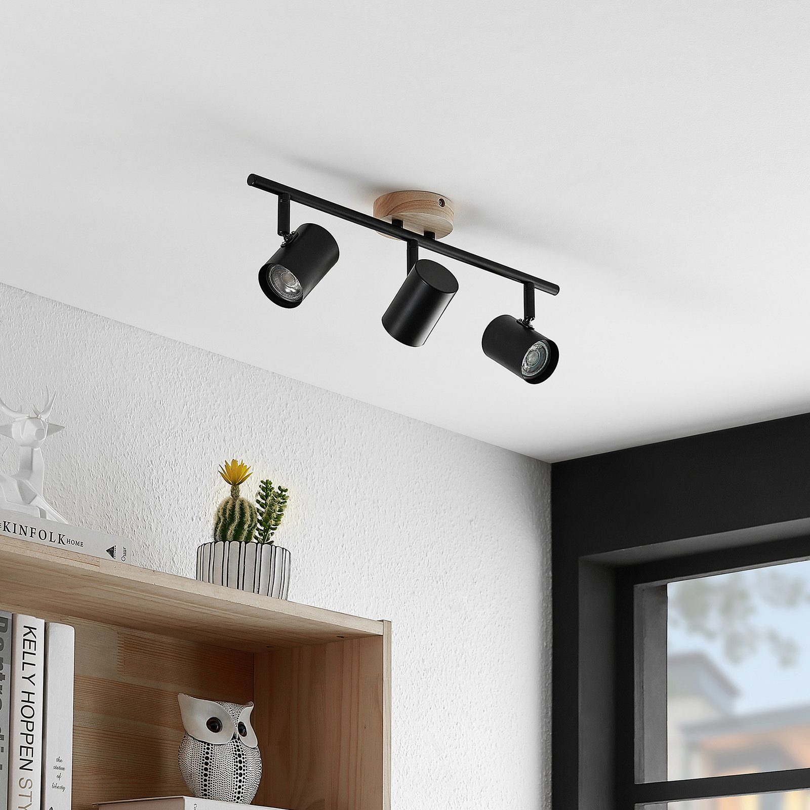 Xiomara 3 Plafonnier Black/Light Wood - Lindby