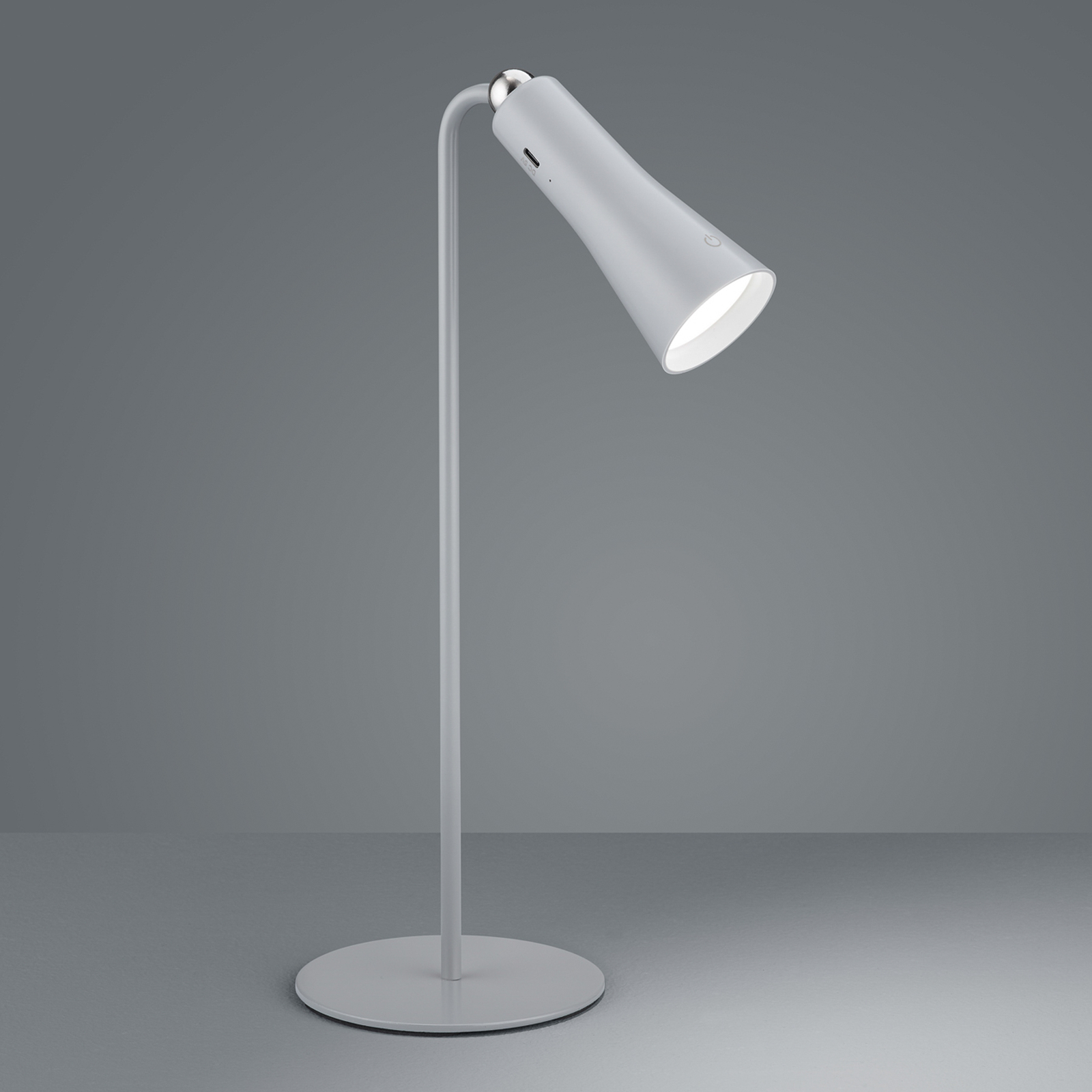 LED stolní lampa Maxi s provozem na baterie, šedá