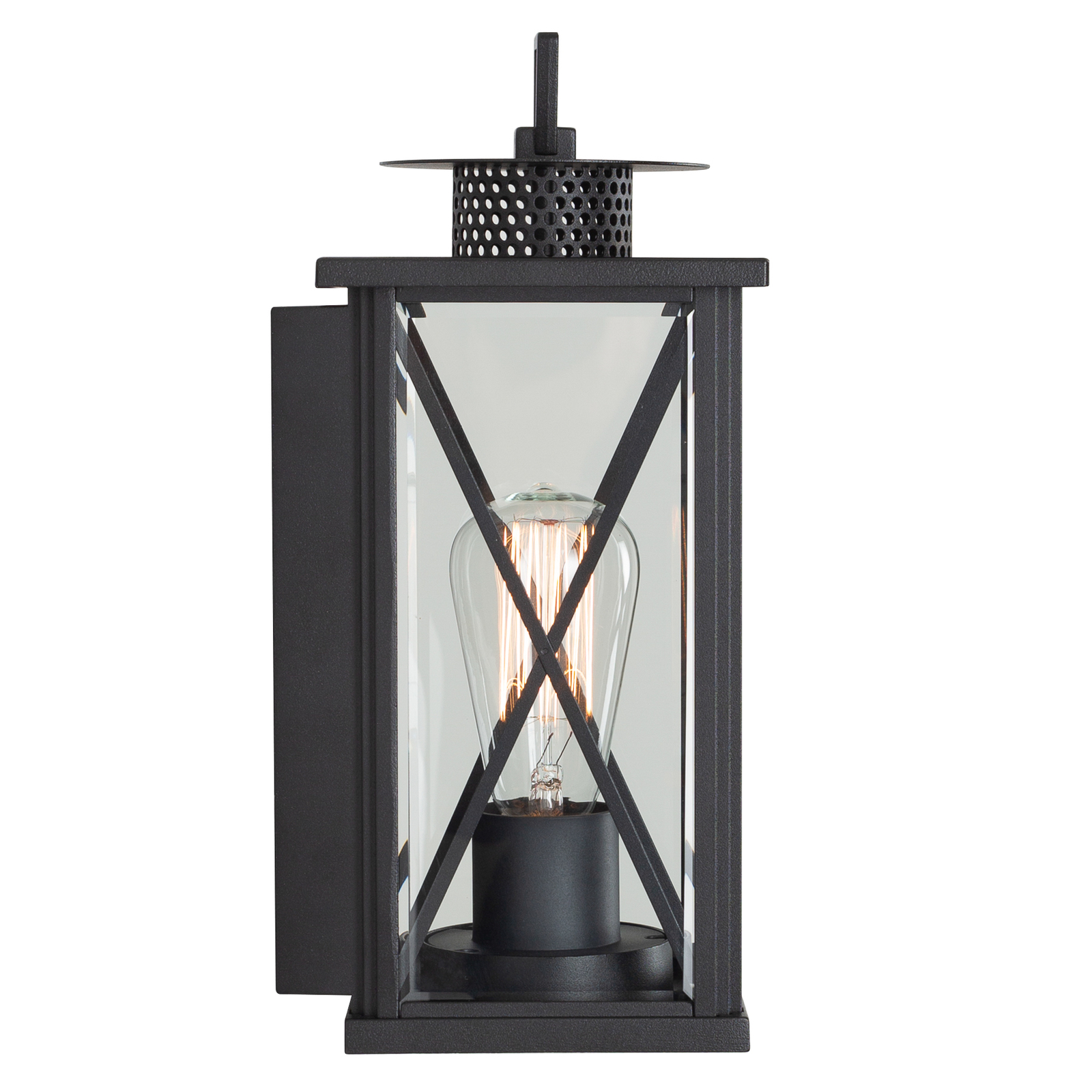 Winchester outdoor wall light, lantern, black/clear