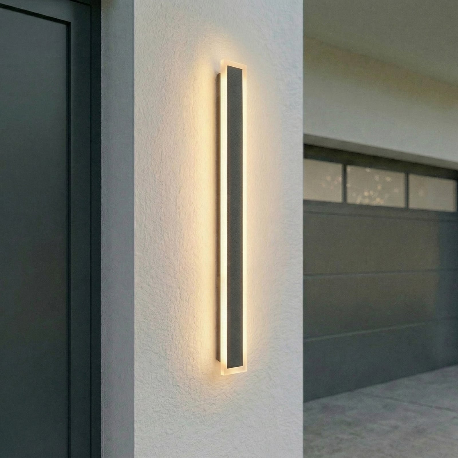 Lucande LED lauko sieninis šviestuvas „Ilora“, juodos spalvos, 100 cm, CCT, IP65