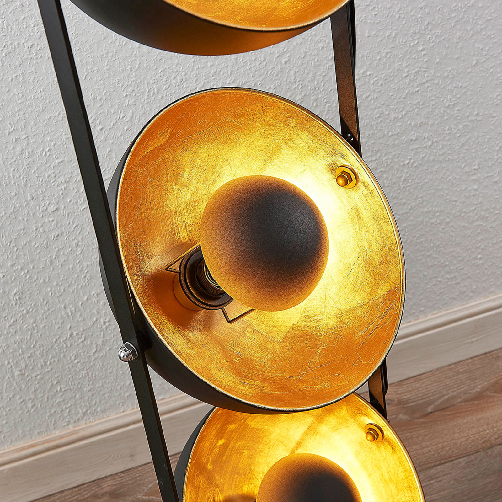 Floor Lamp Muriel 3 Bulb Black Gold, 3 Bulb Floor Lamp Gold