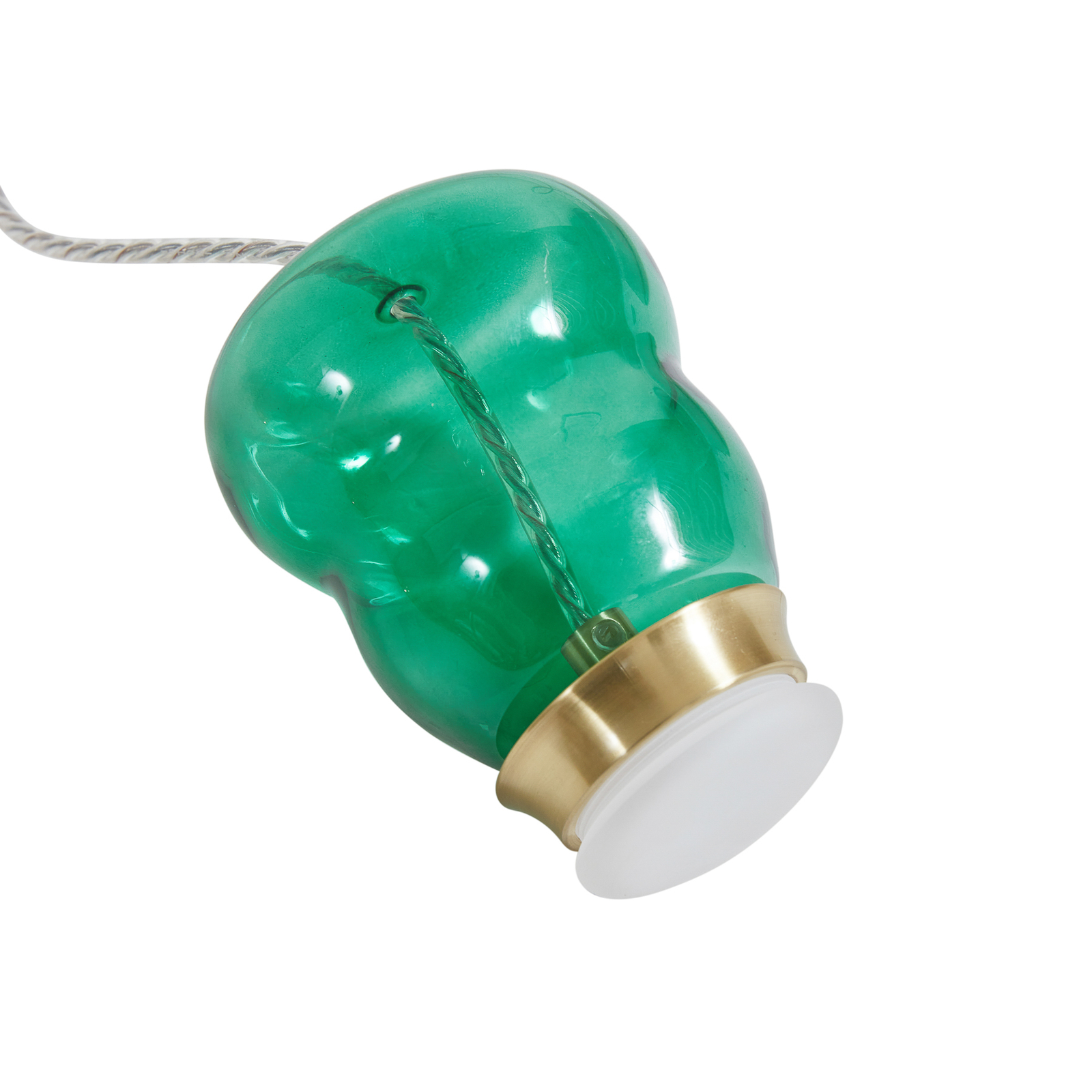 Lucande LED hanging light Fay, orange/dark green, glass, Ø 15 cm
