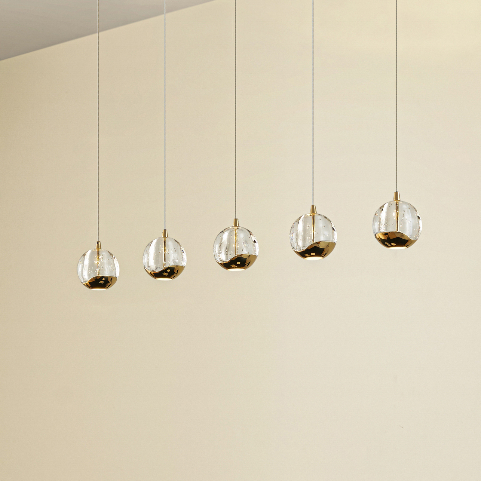 Hayley 5 Line Pendelleuchte Clear/Gold - Lucande