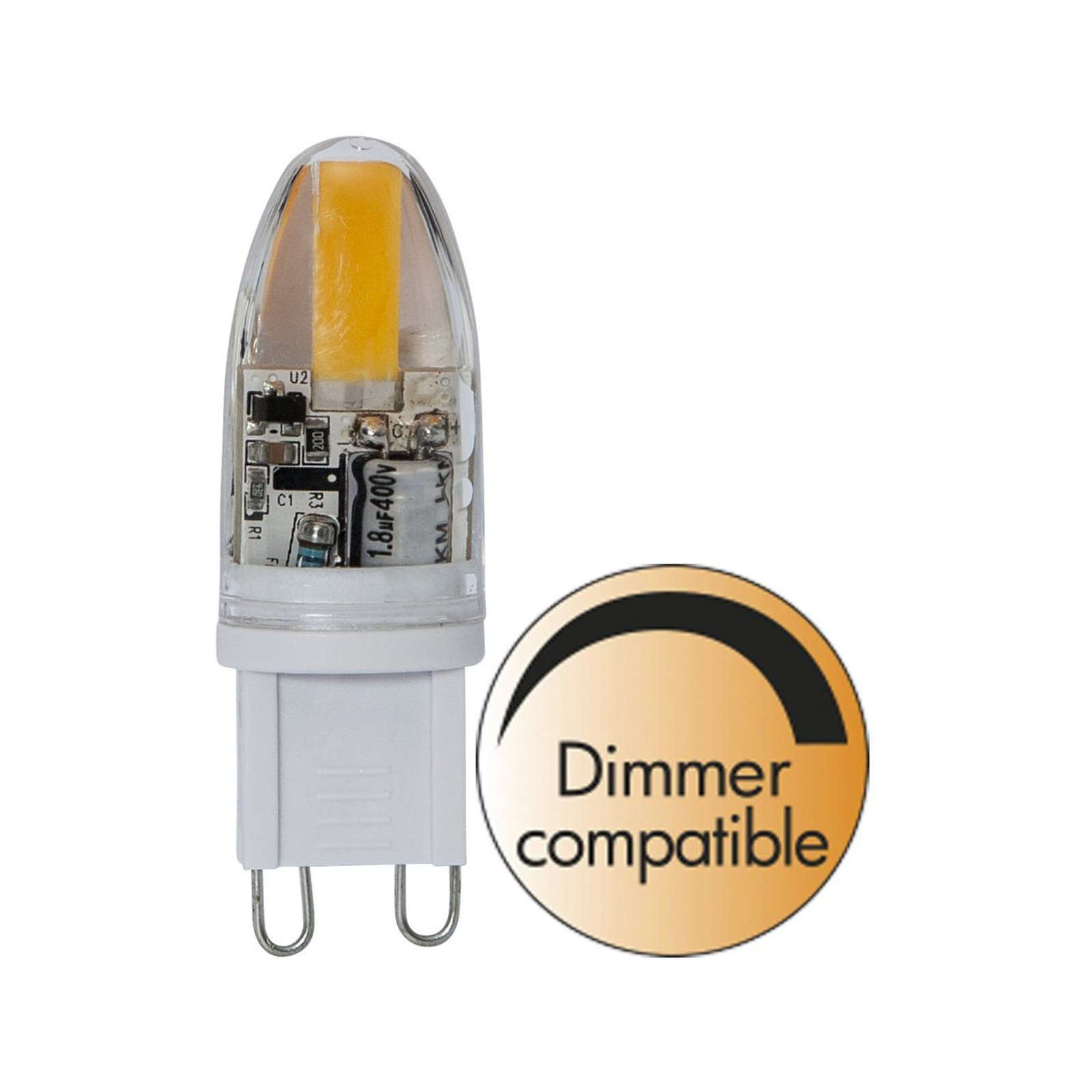 Lampadina LED, pin, G9, 1,8 W, chiara, 2.800 K, dimmerabile